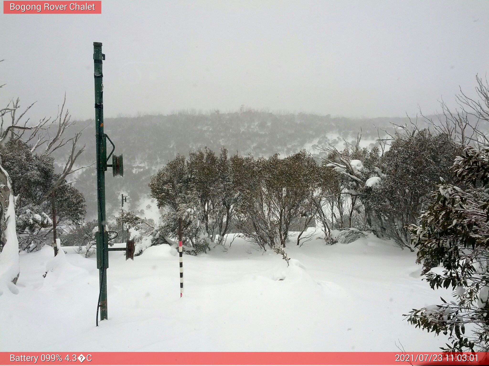 Bogong Web Cam 11:03am Friday 23rd of July 2021