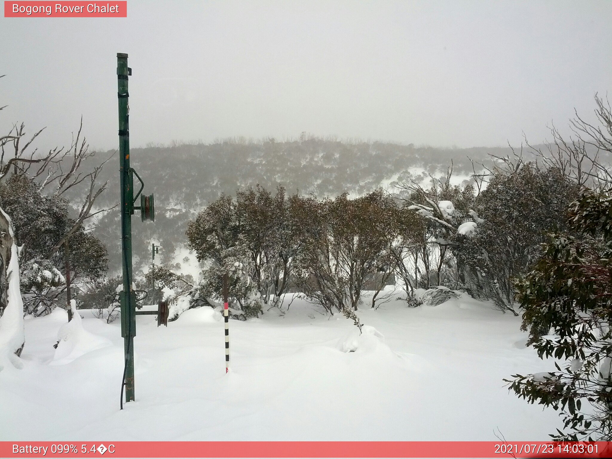 Bogong Web Cam 2:03pm Friday 23rd of July 2021