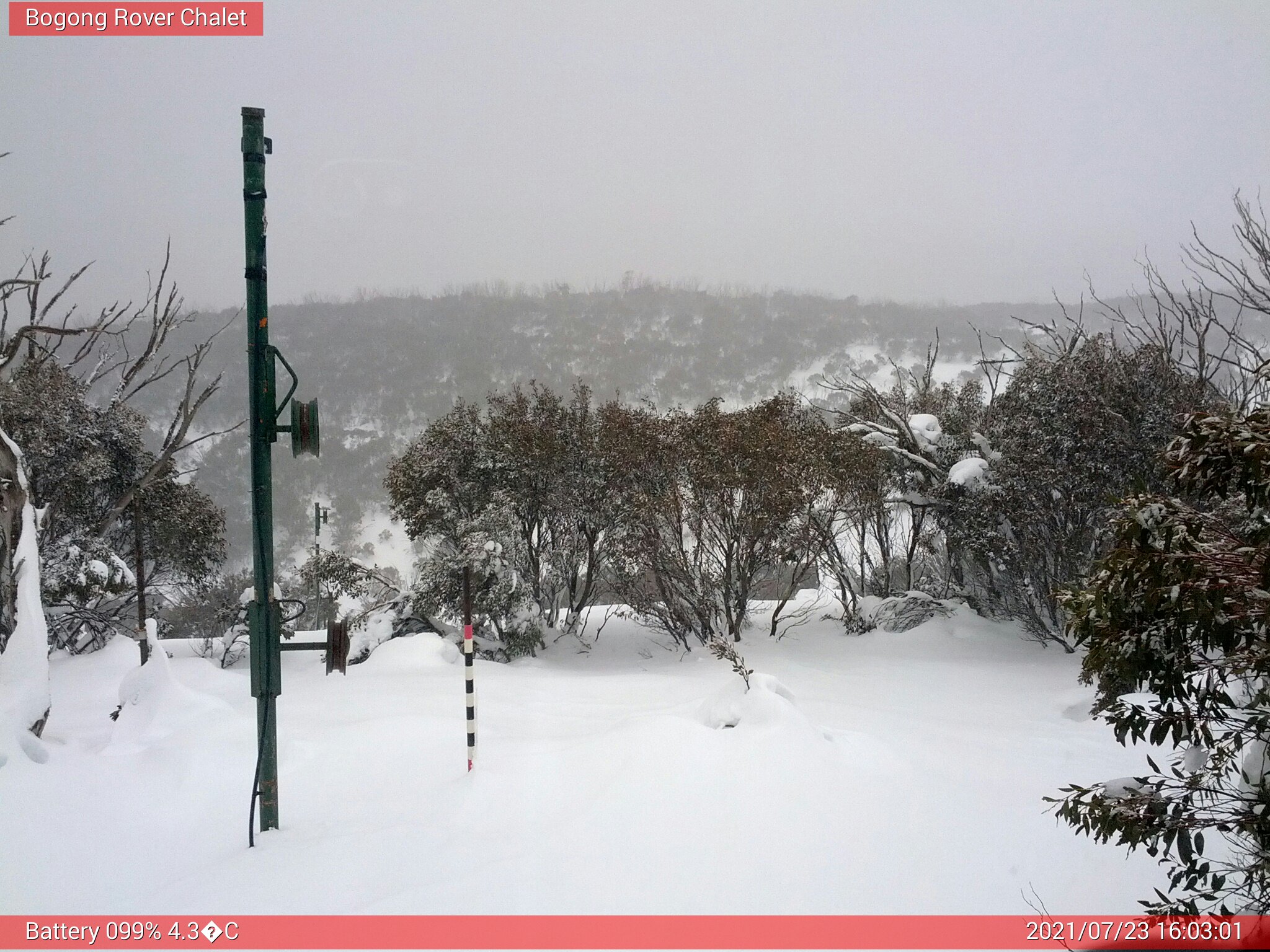 Bogong Web Cam 4:03pm Friday 23rd of July 2021