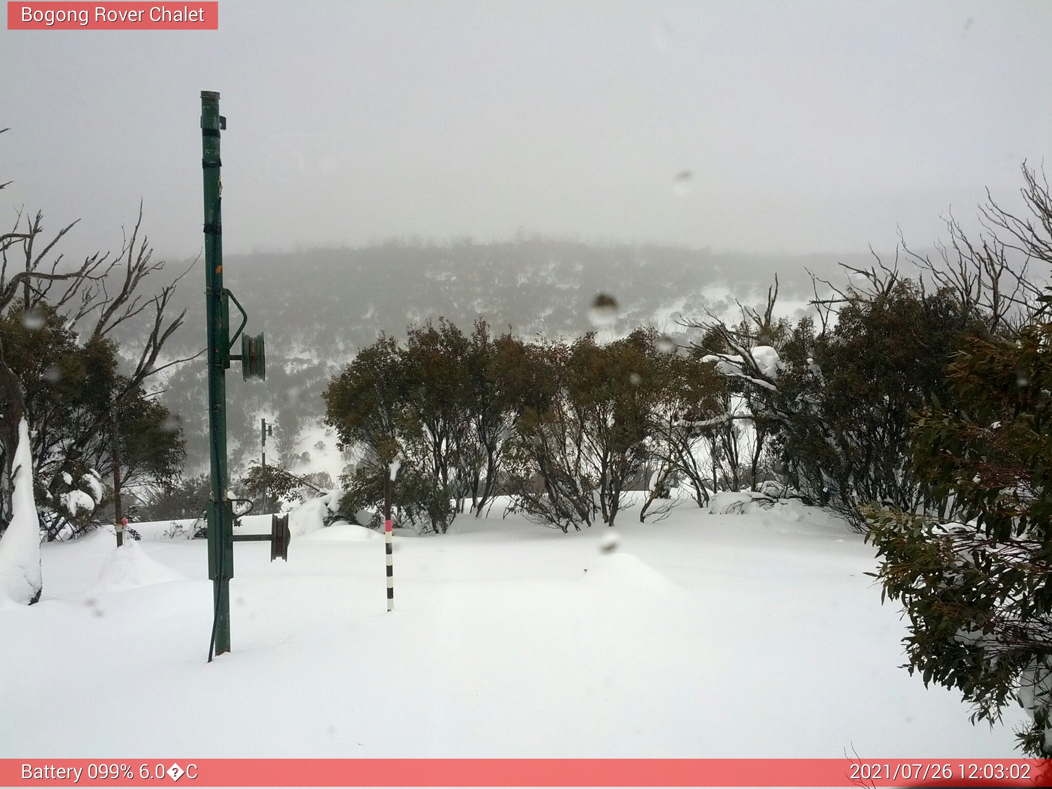 Bogong Web Cam 12:03pm Monday 26th of July 2021