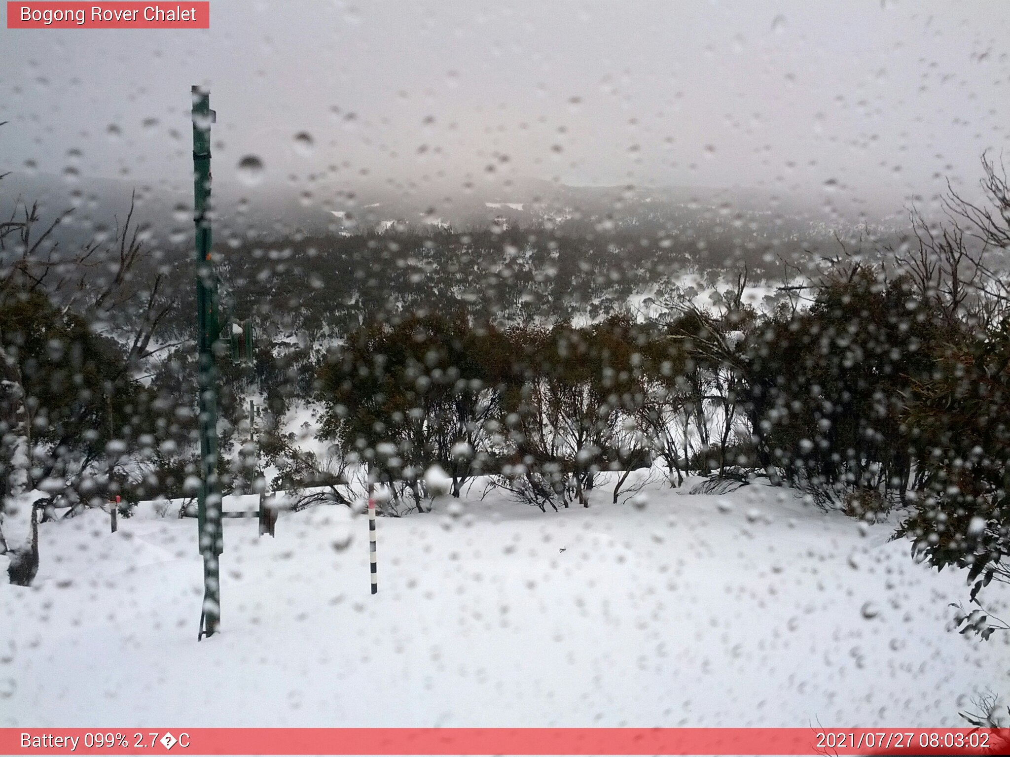 Bogong Web Cam 8:03am Tuesday 27th of July 2021