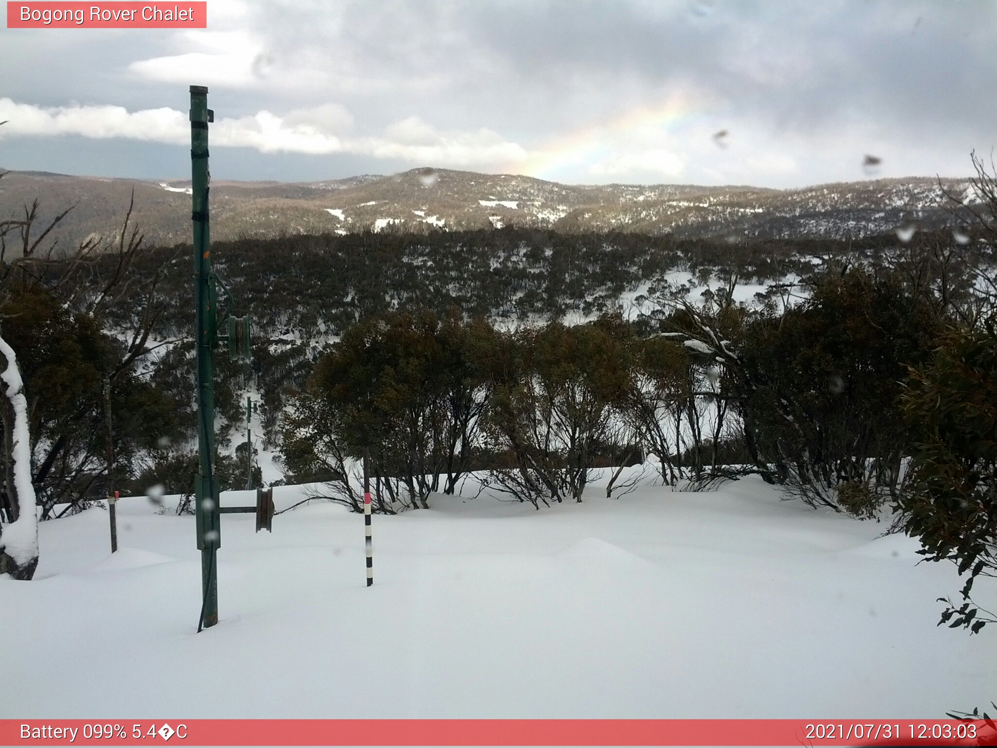 Bogong Web Cam 12:03pm Saturday 31st of July 2021