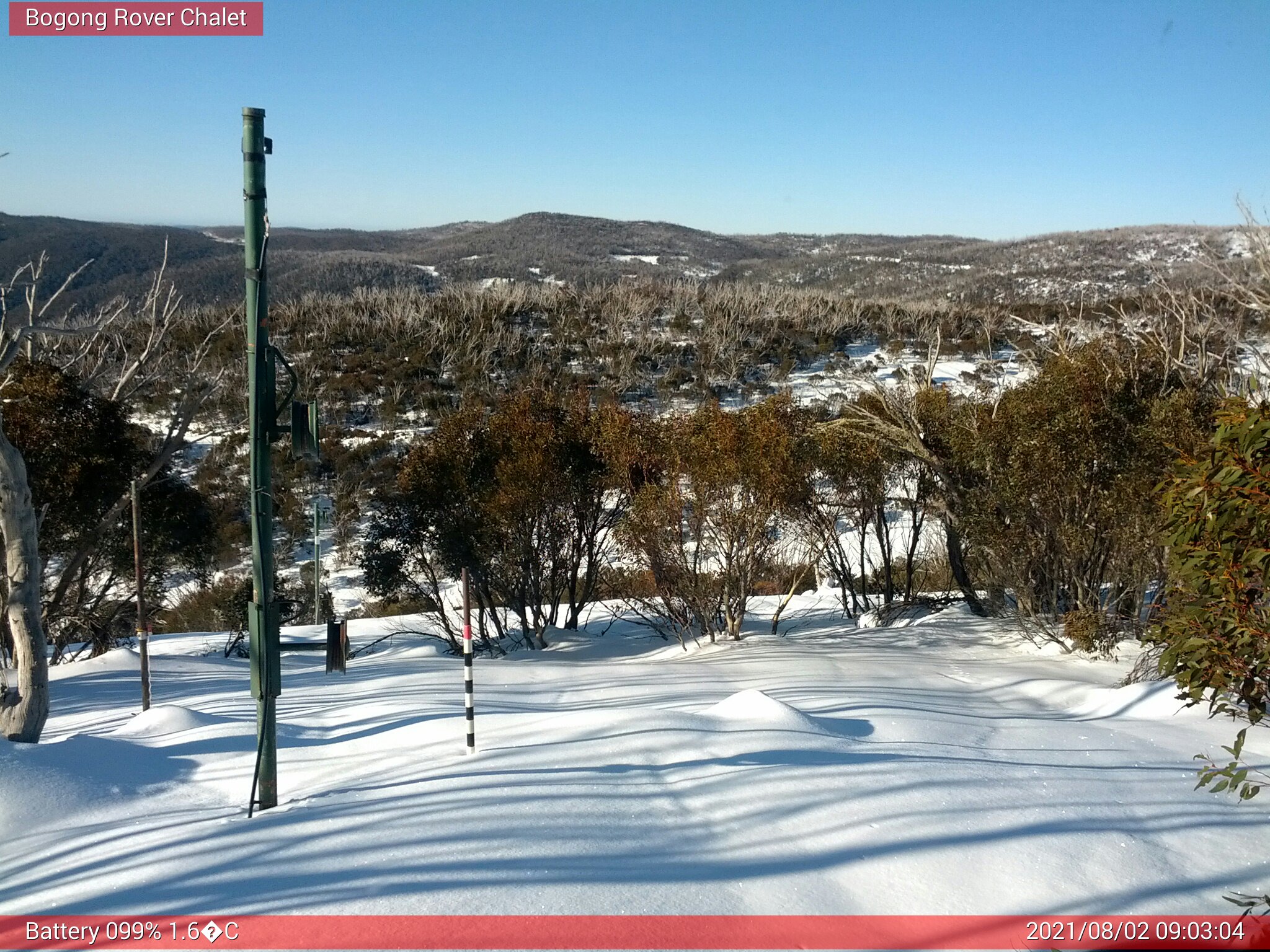 Bogong Web Cam 9:03am Monday 2nd of August 2021