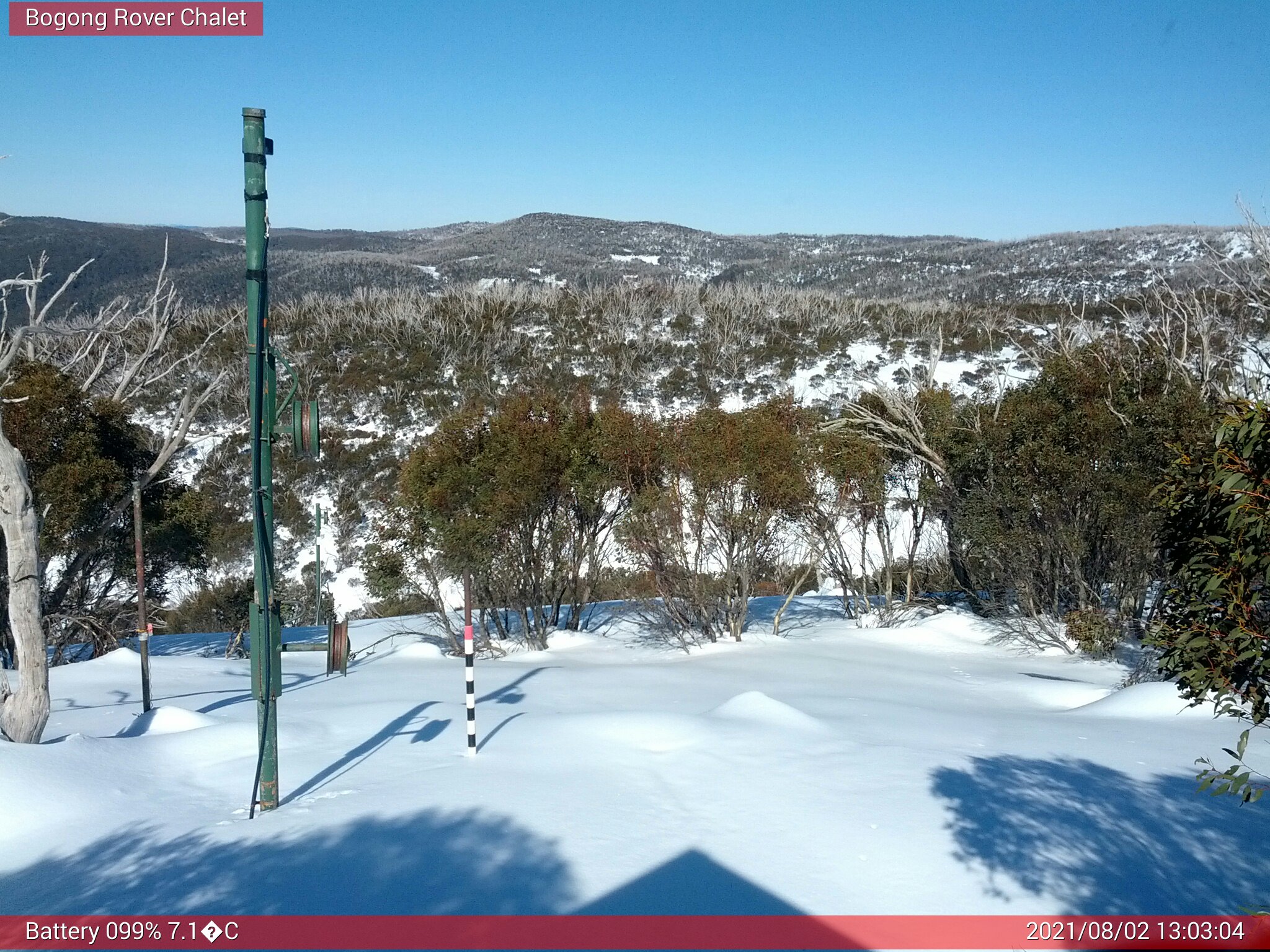 Bogong Web Cam 1:03pm Monday 2nd of August 2021