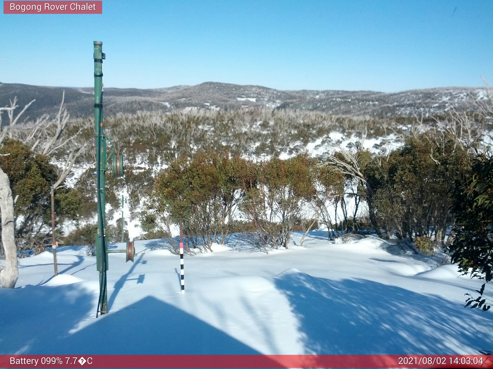 Bogong Web Cam 2:03pm Monday 2nd of August 2021