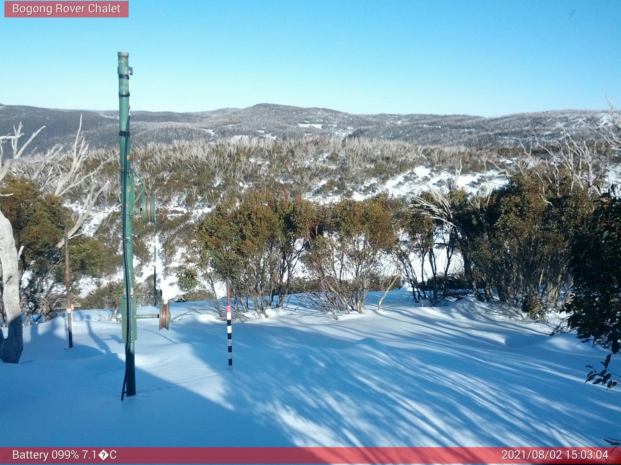 Bogong Web Cam 3:03pm Monday 2nd of August 2021