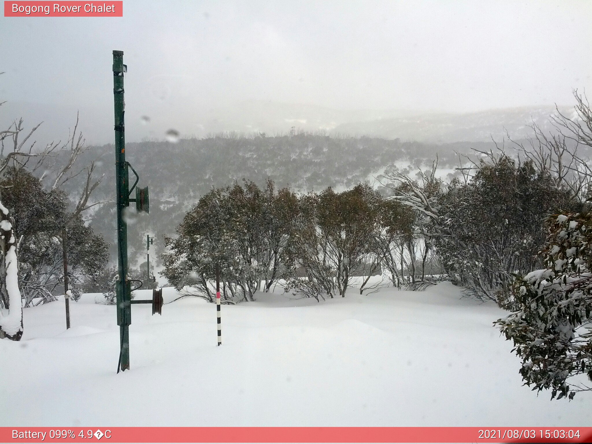 Bogong Web Cam 3:03pm Tuesday 3rd of August 2021