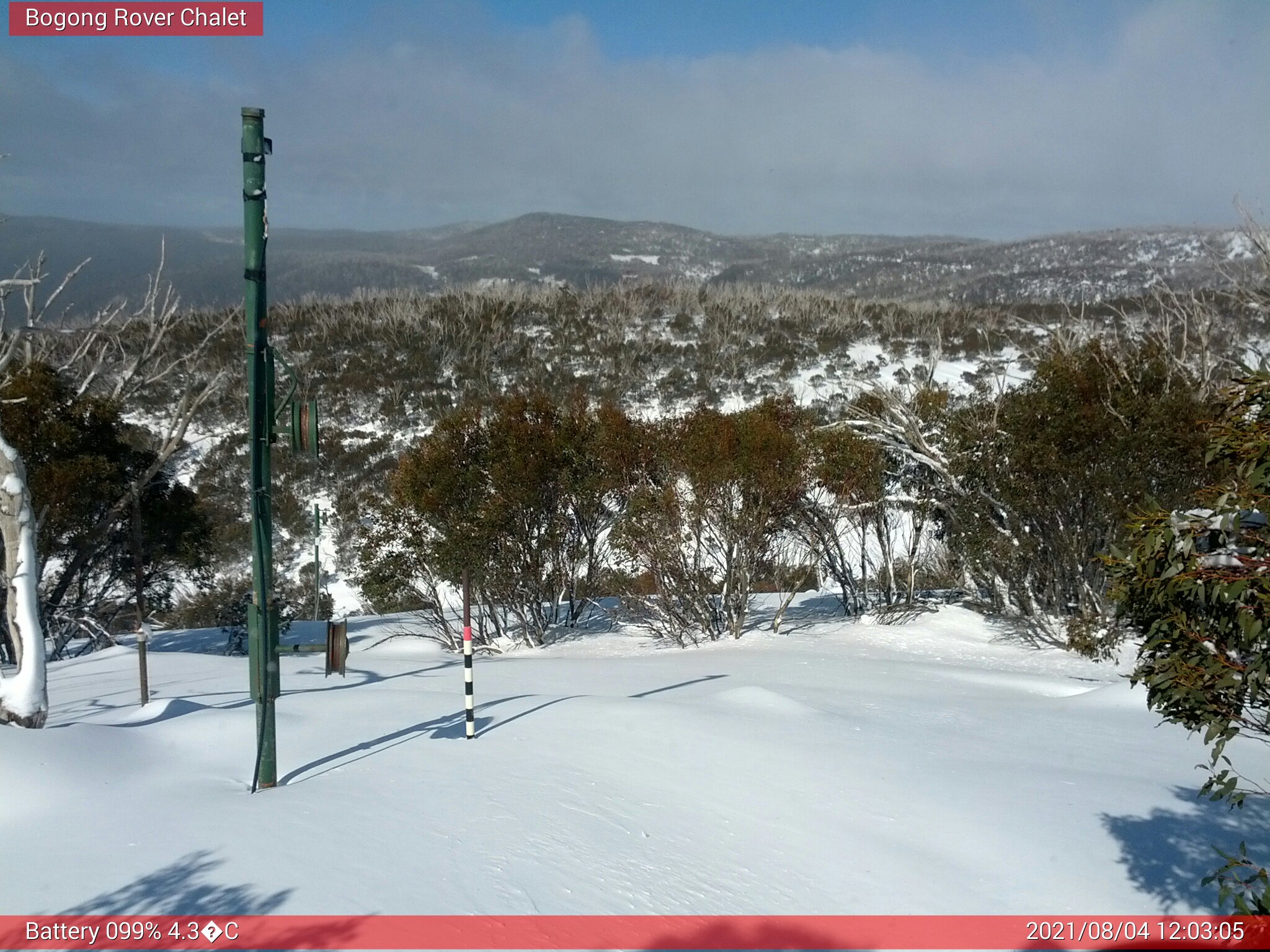 Bogong Web Cam 12:03pm Wednesday 4th of August 2021