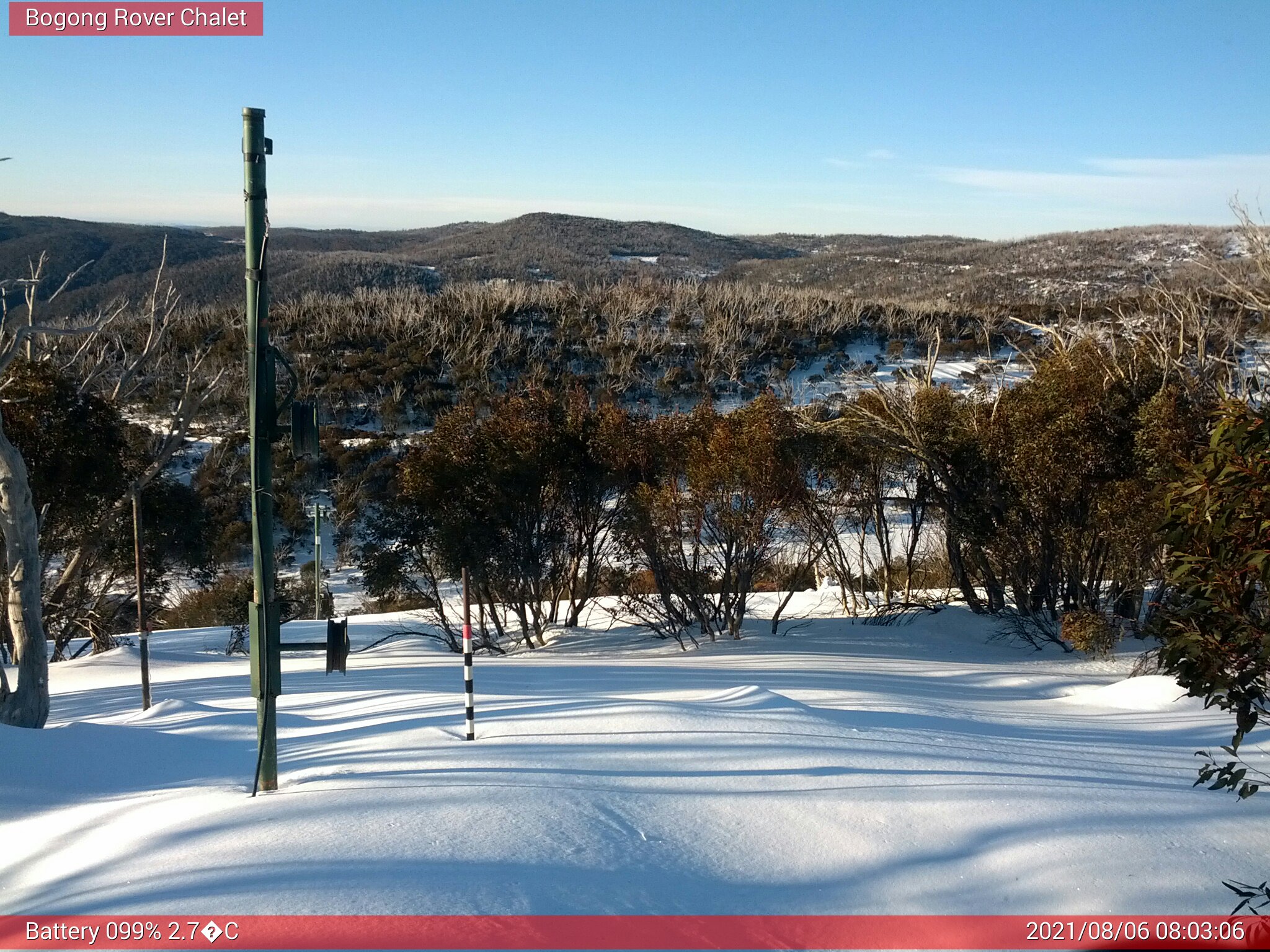 Bogong Web Cam 8:03am Friday 6th of August 2021