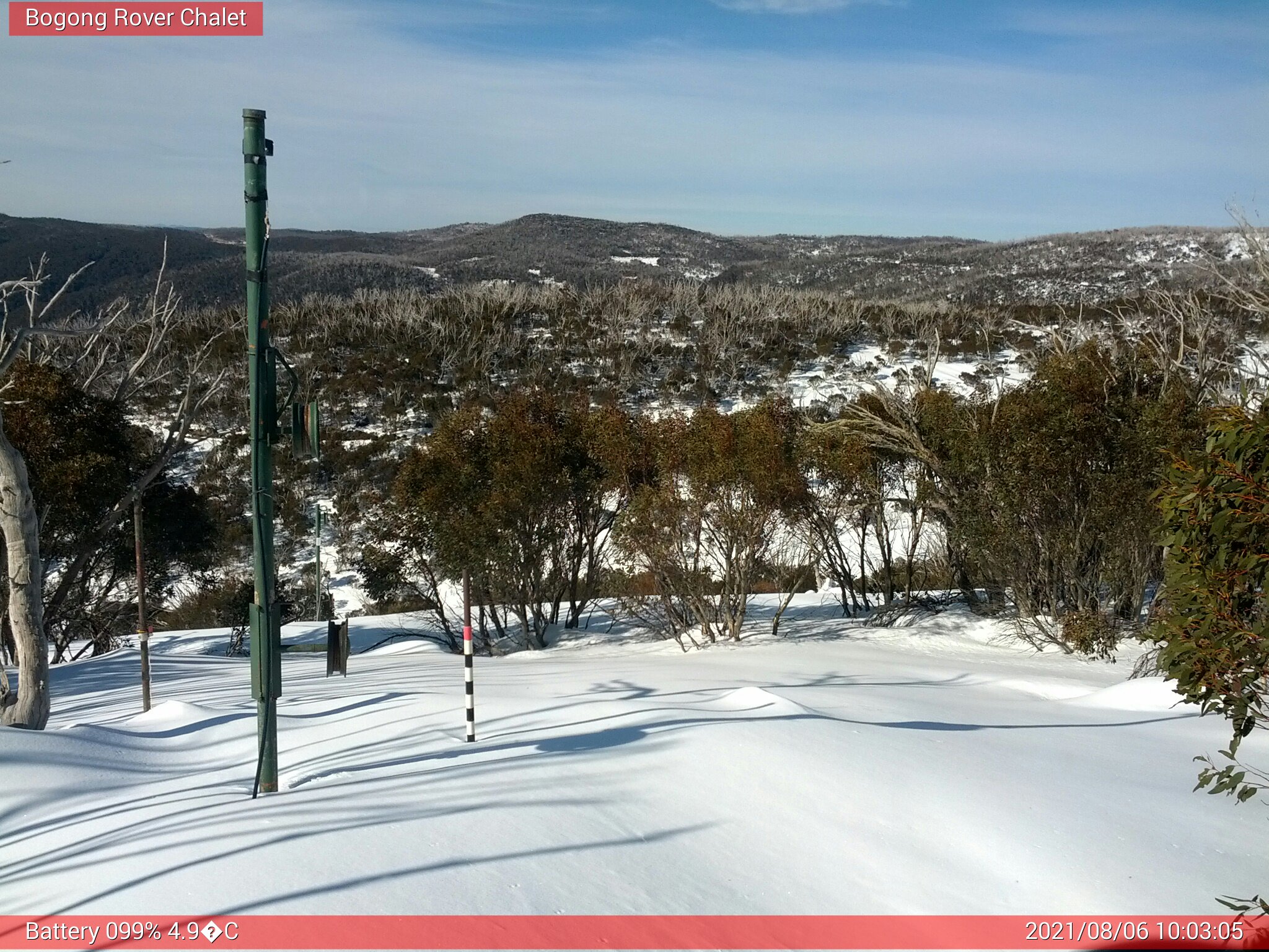 Bogong Web Cam 10:03am Friday 6th of August 2021