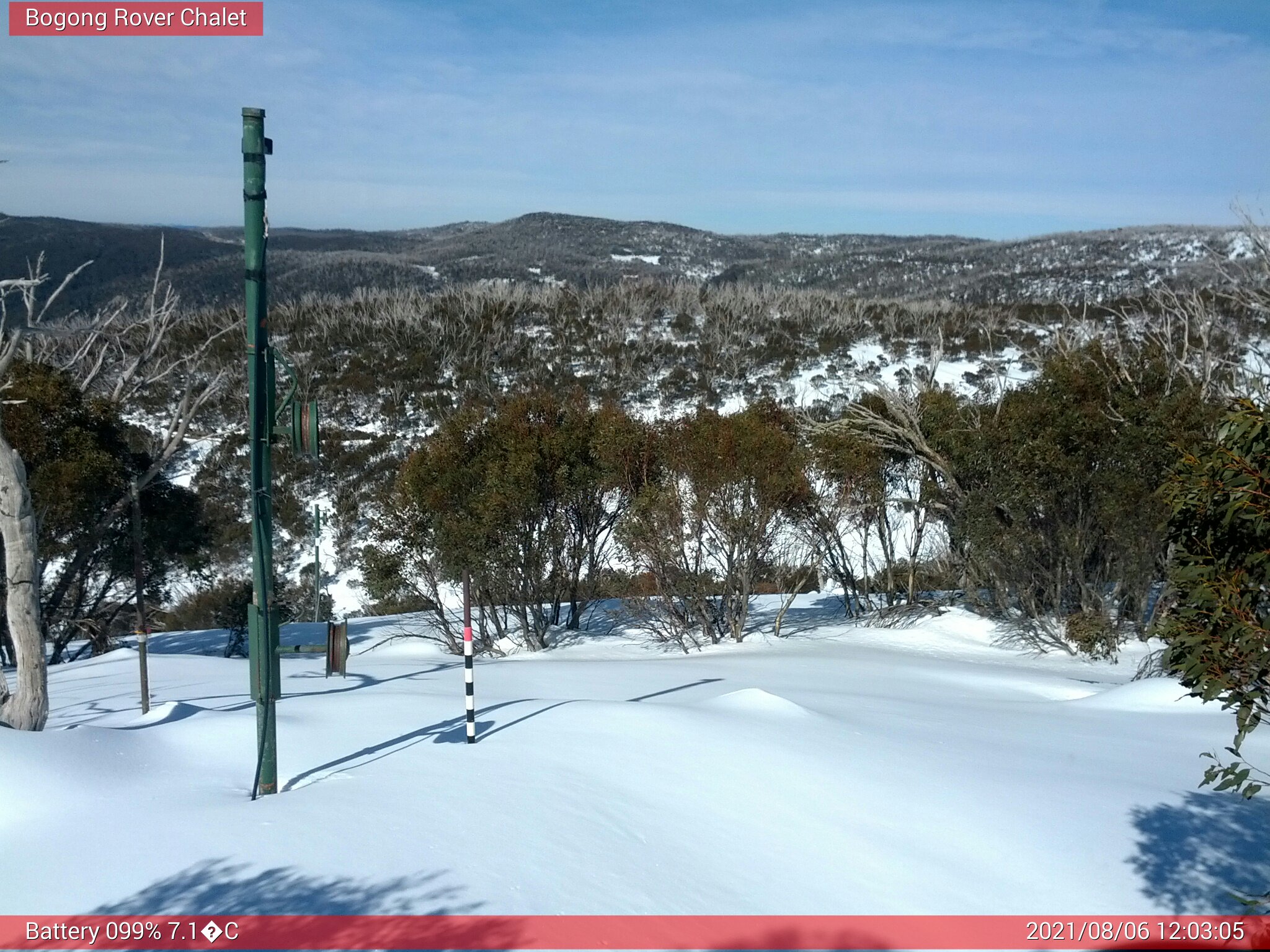 Bogong Web Cam 12:03pm Friday 6th of August 2021