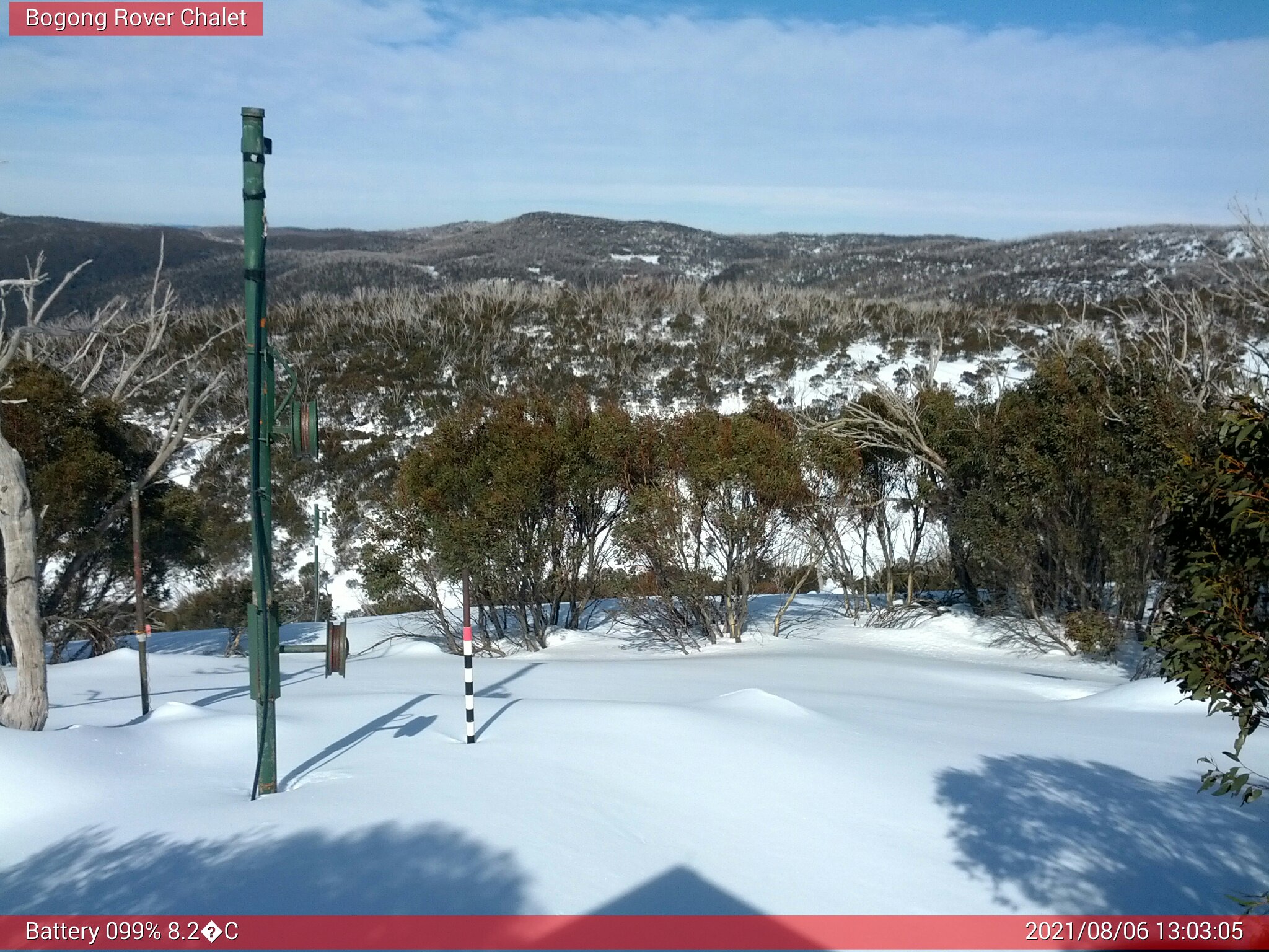 Bogong Web Cam 1:03pm Friday 6th of August 2021