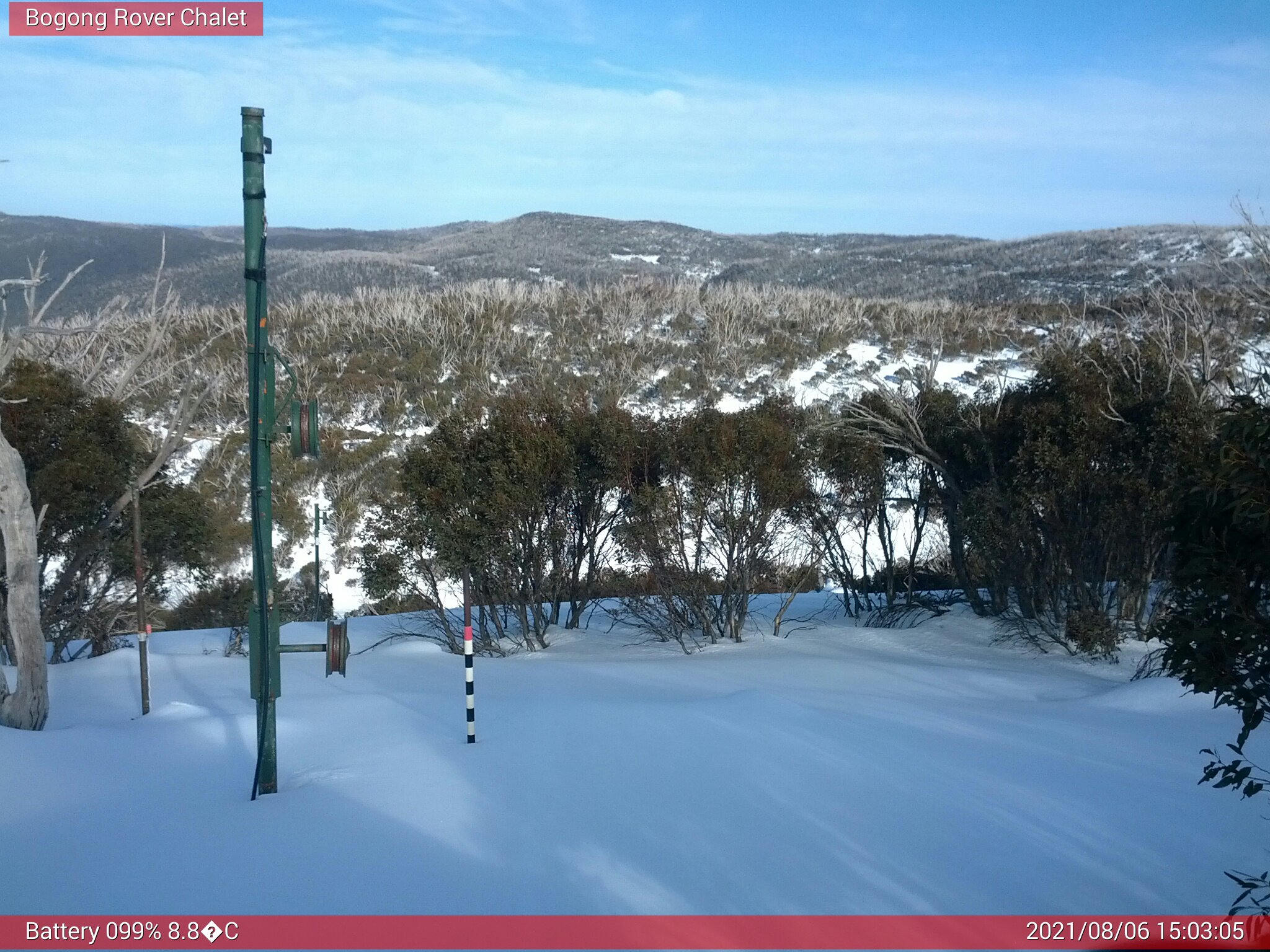 Bogong Web Cam 3:03pm Friday 6th of August 2021