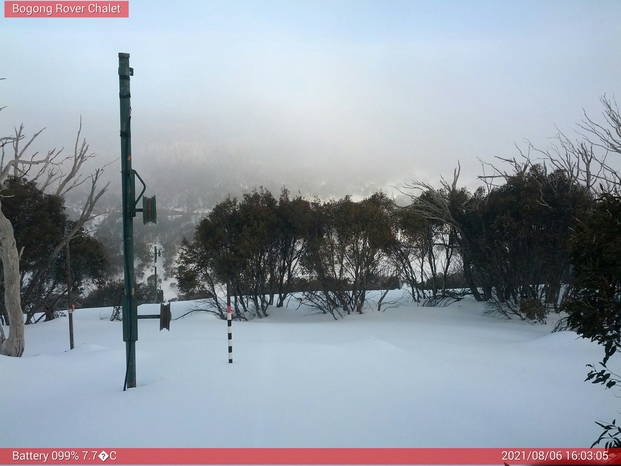 Bogong Web Cam 4:03pm Friday 6th of August 2021