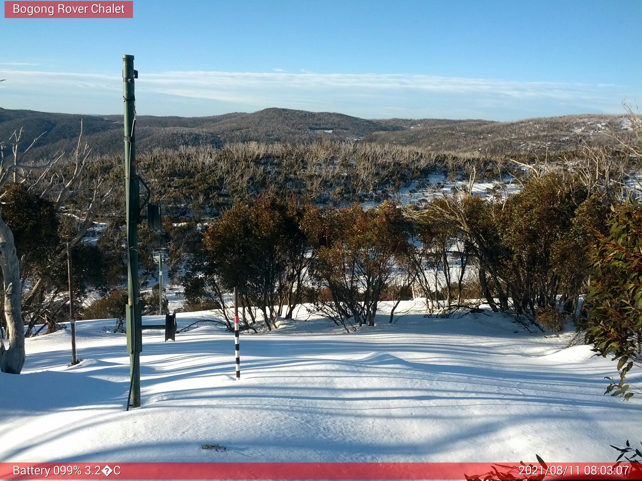 Bogong Web Cam 8:03am Wednesday 11th of August 2021