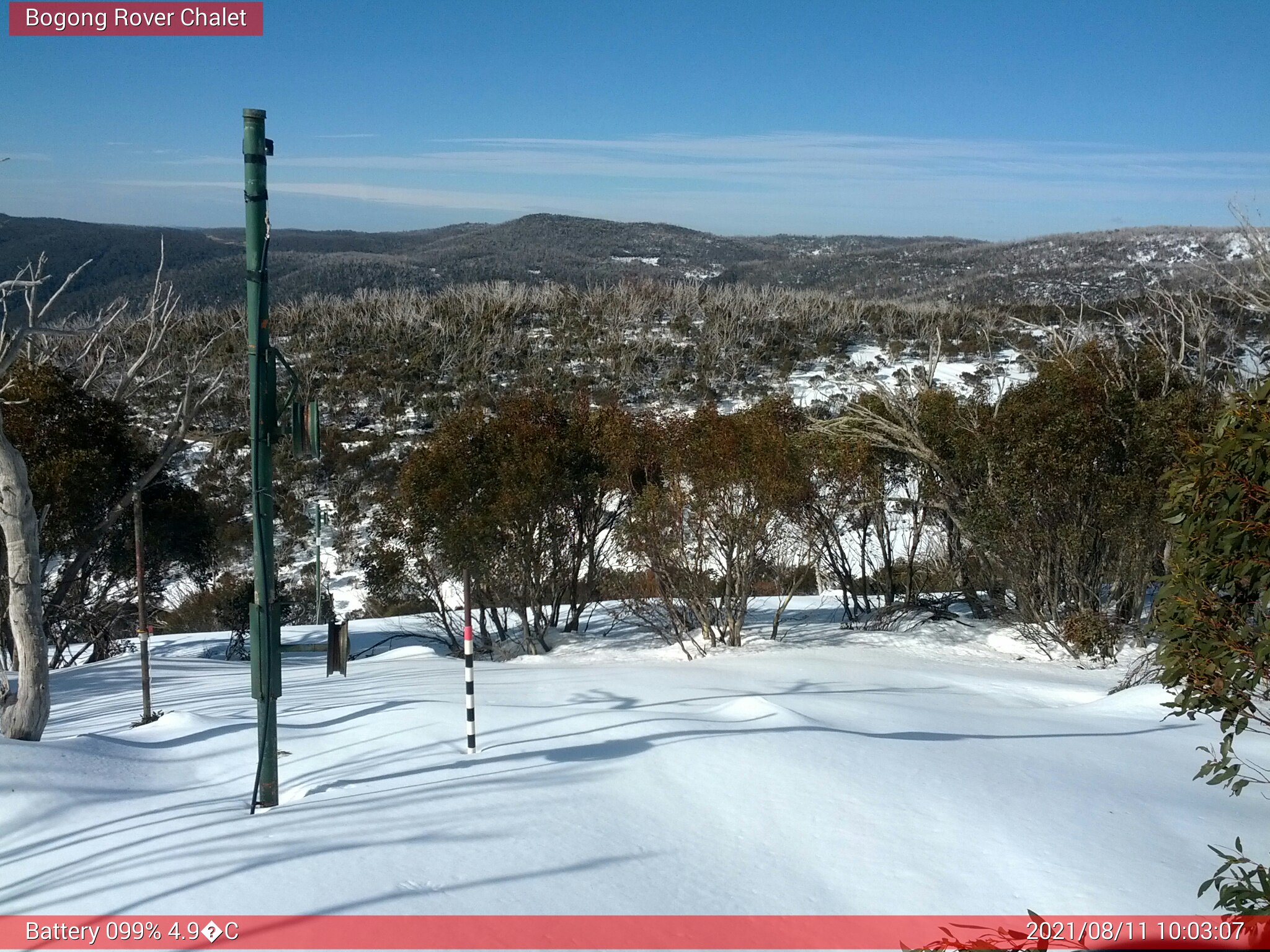 Bogong Web Cam 10:03am Wednesday 11th of August 2021