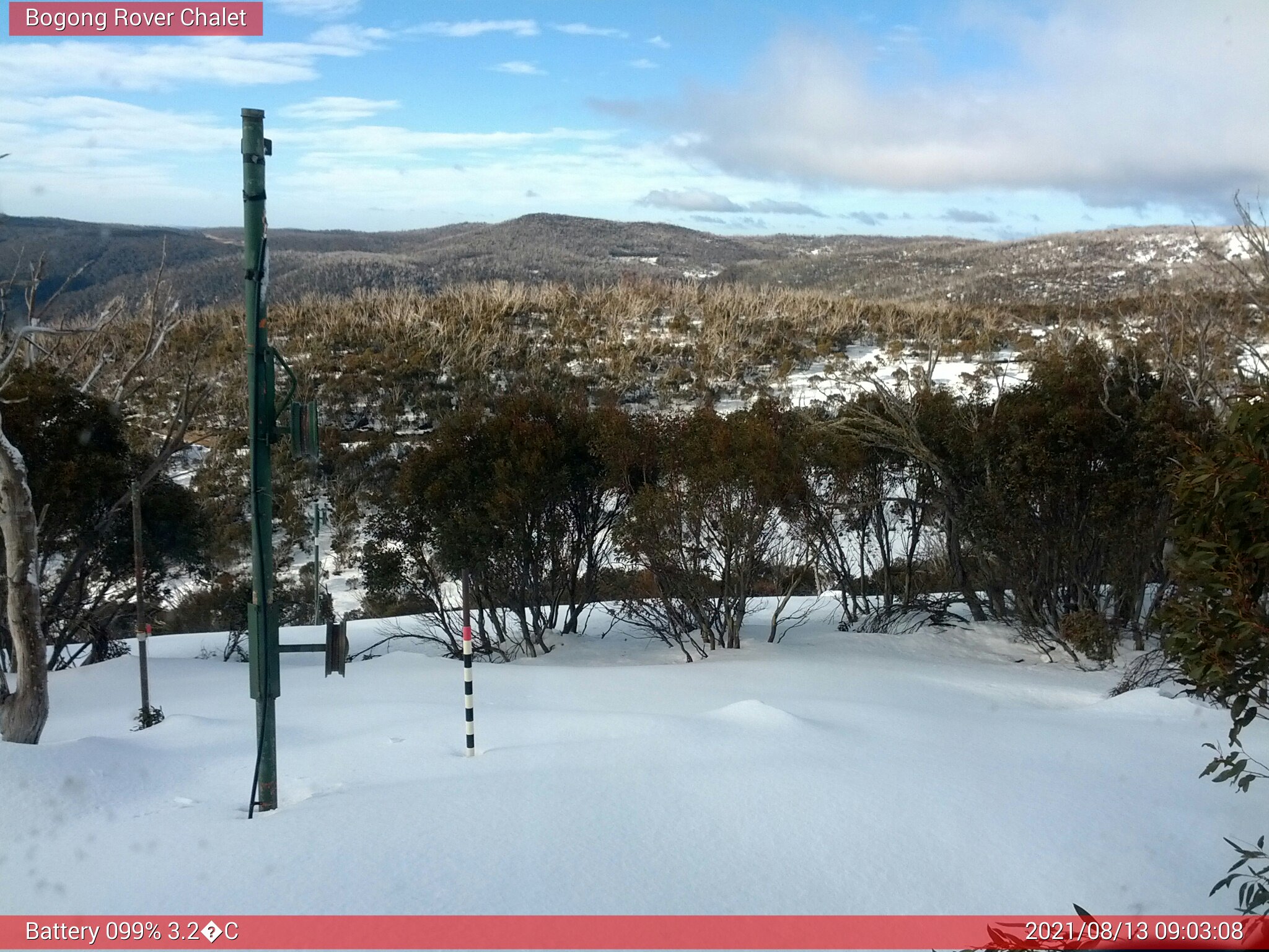 Bogong Web Cam 9:03am Friday 13th of August 2021