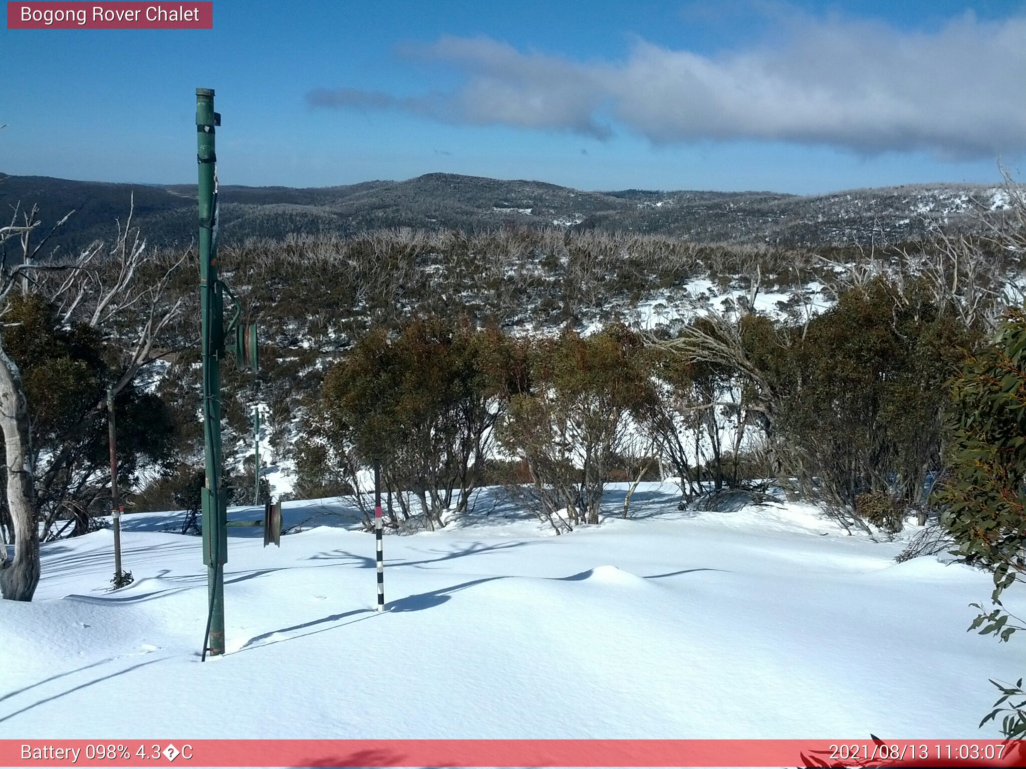 Bogong Web Cam 11:03am Friday 13th of August 2021