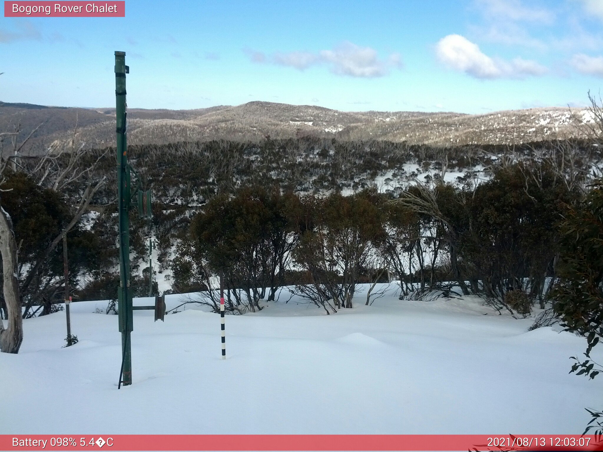 Bogong Web Cam 12:03pm Friday 13th of August 2021