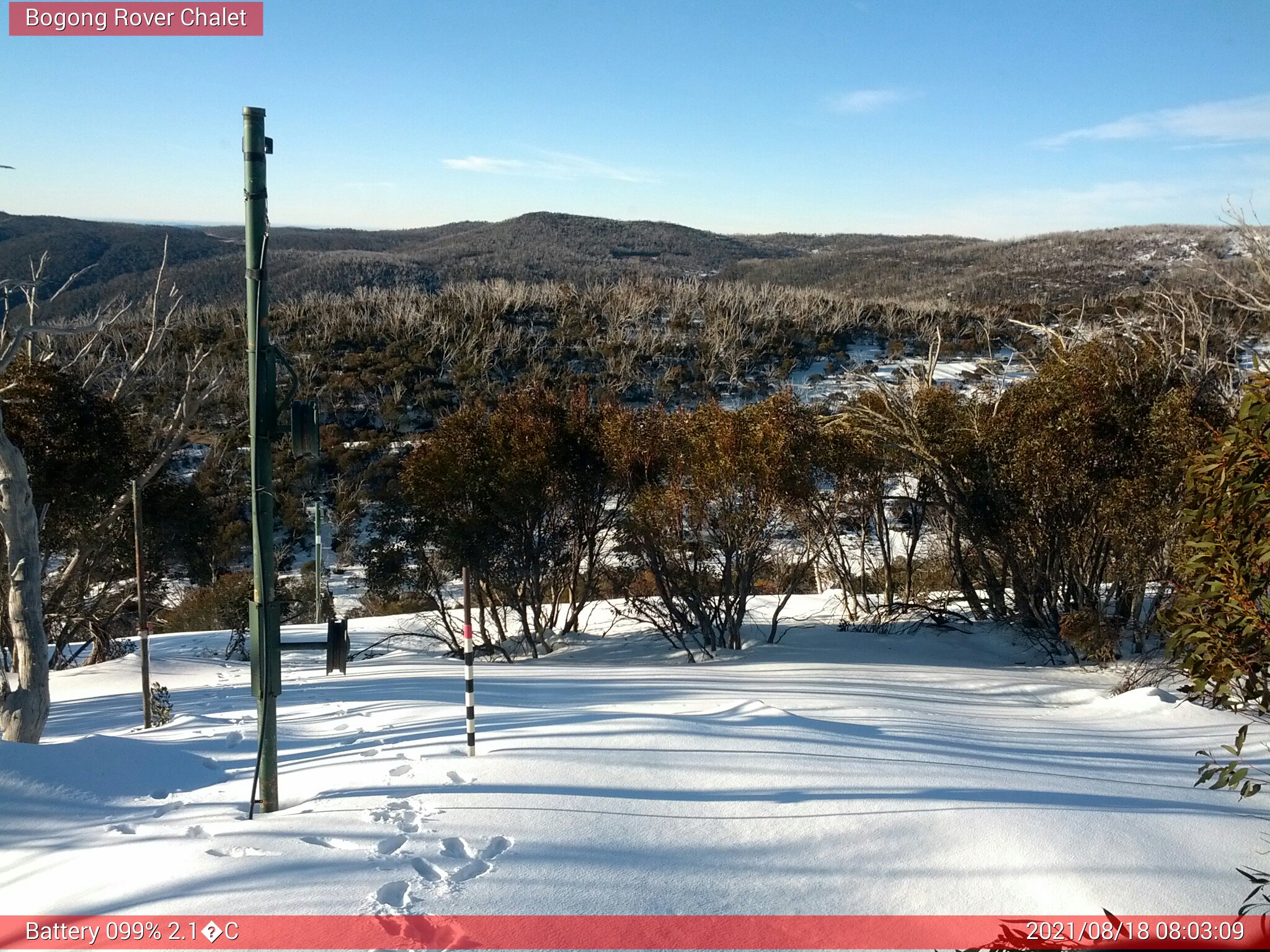 Bogong Web Cam 8:03am Wednesday 18th of August 2021