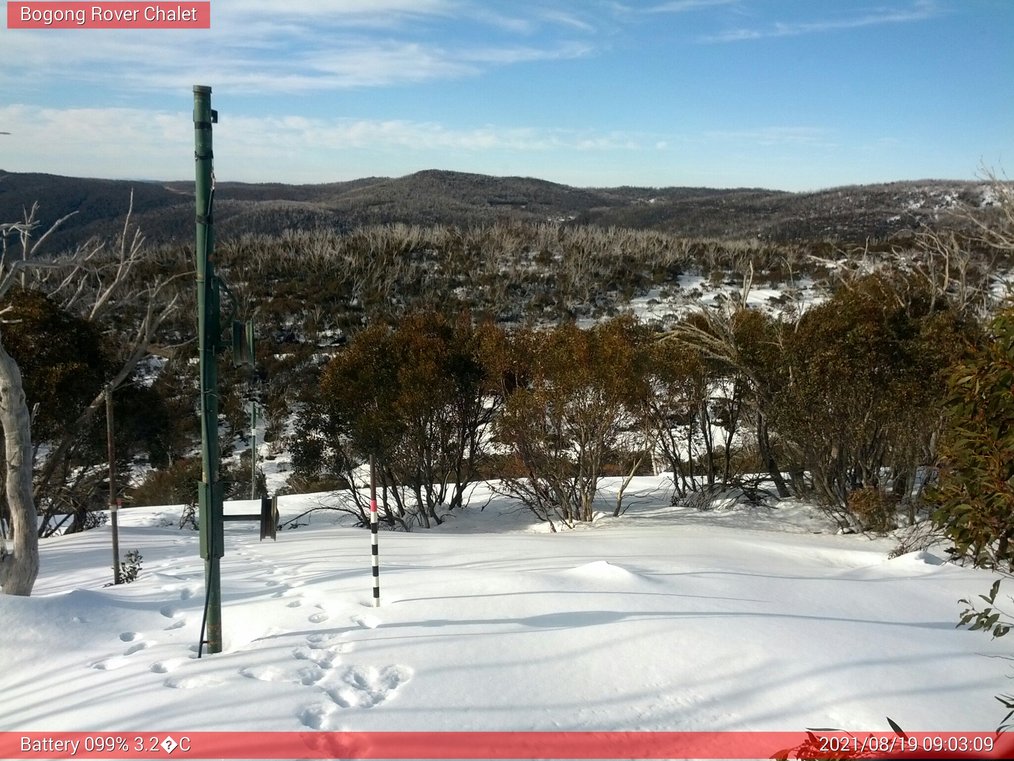 Bogong Web Cam 9:03am Thursday 19th of August 2021