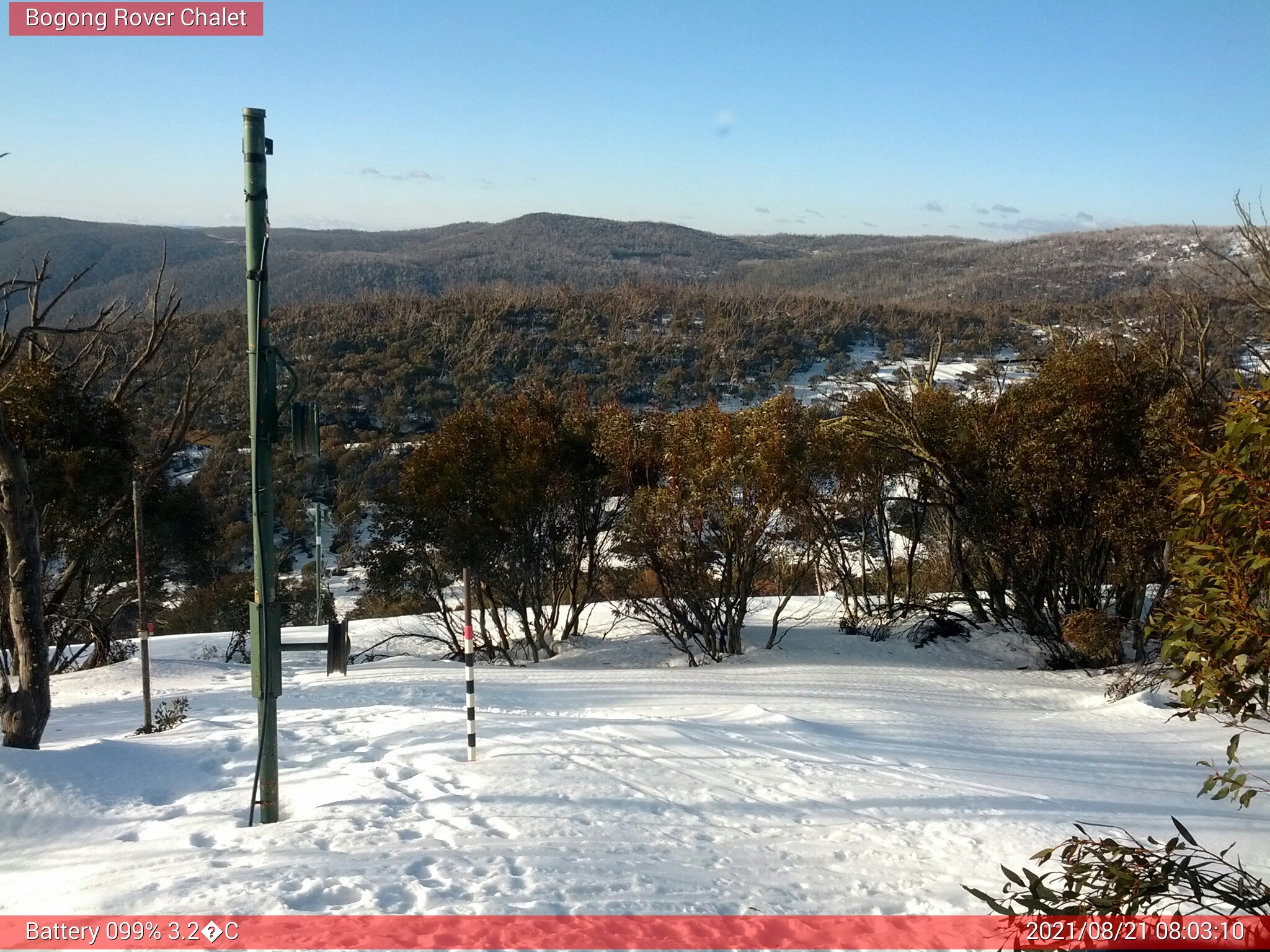 Bogong Web Cam 8:03am Saturday 21st of August 2021