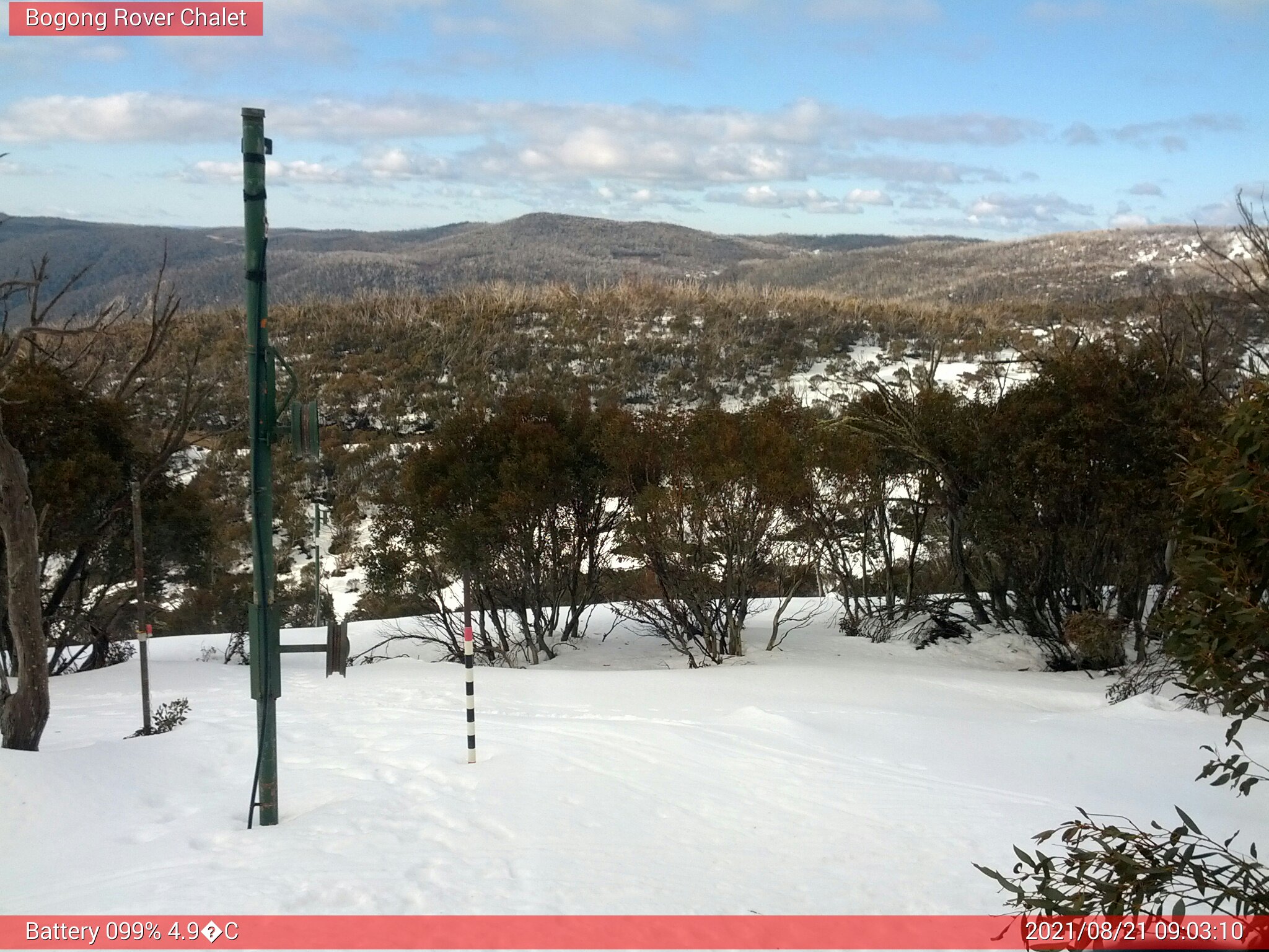 Bogong Web Cam 9:03am Saturday 21st of August 2021