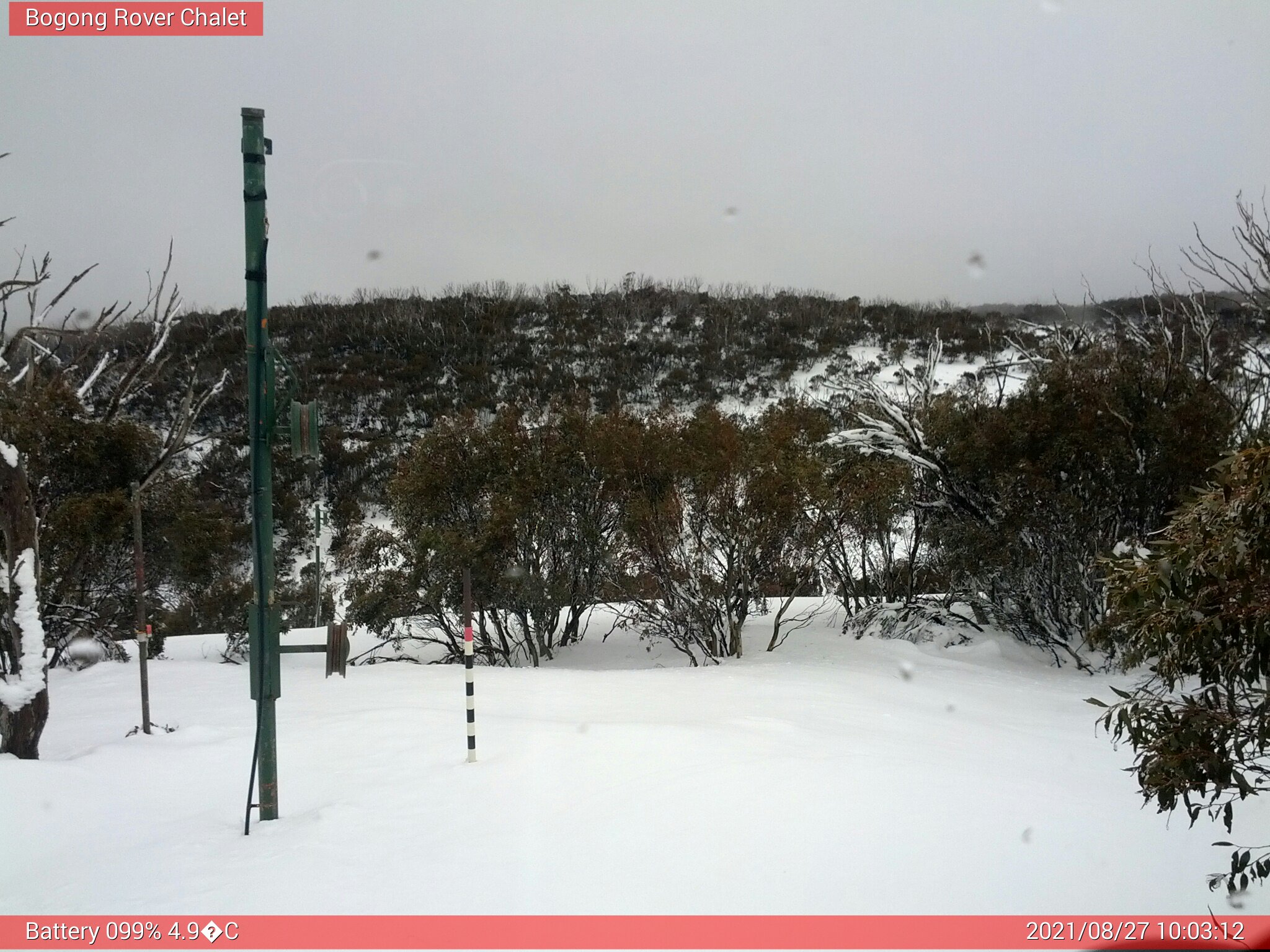 Bogong Web Cam 10:03am Friday 27th of August 2021