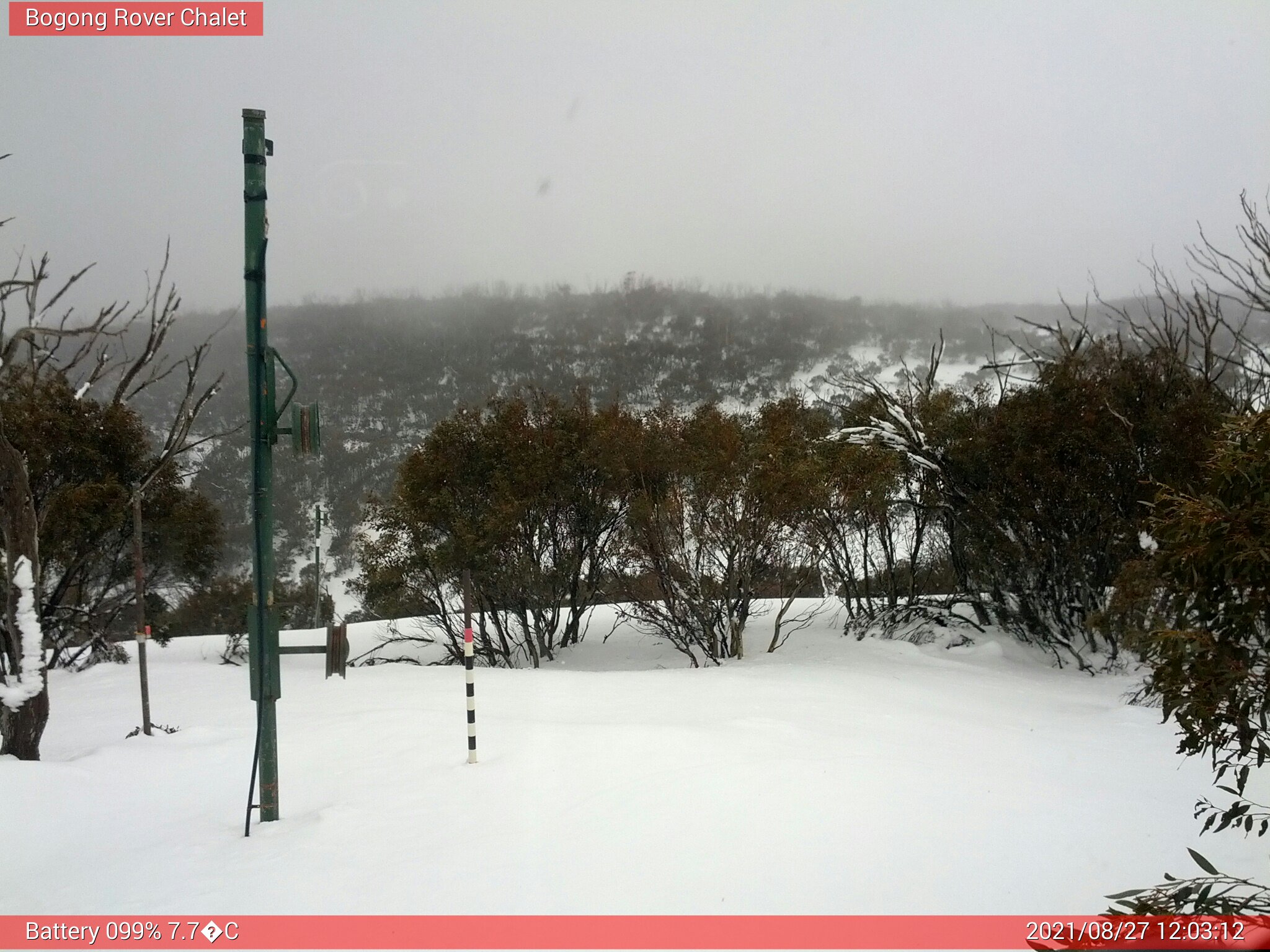 Bogong Web Cam 12:03pm Friday 27th of August 2021