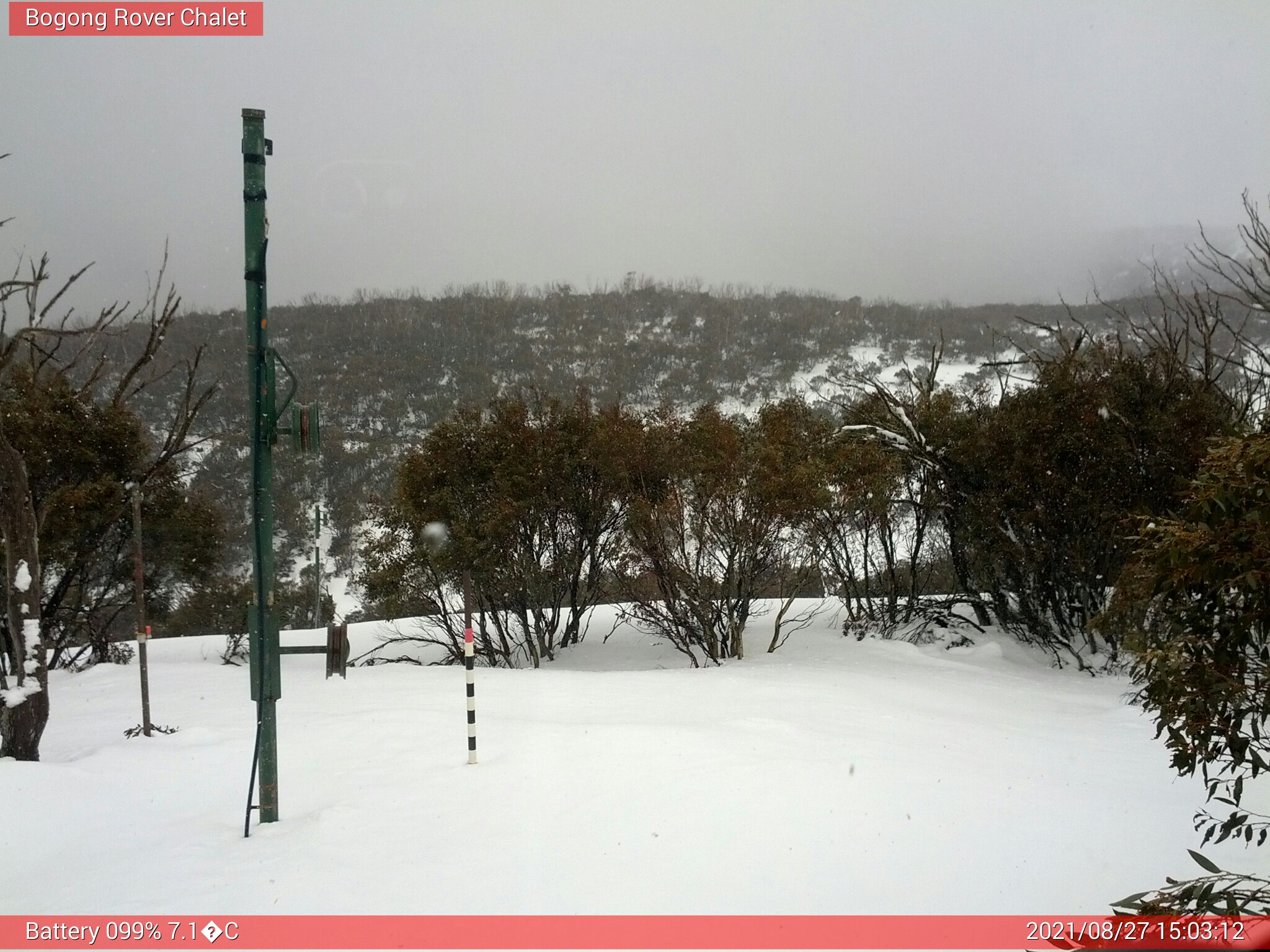 Bogong Web Cam 3:03pm Friday 27th of August 2021