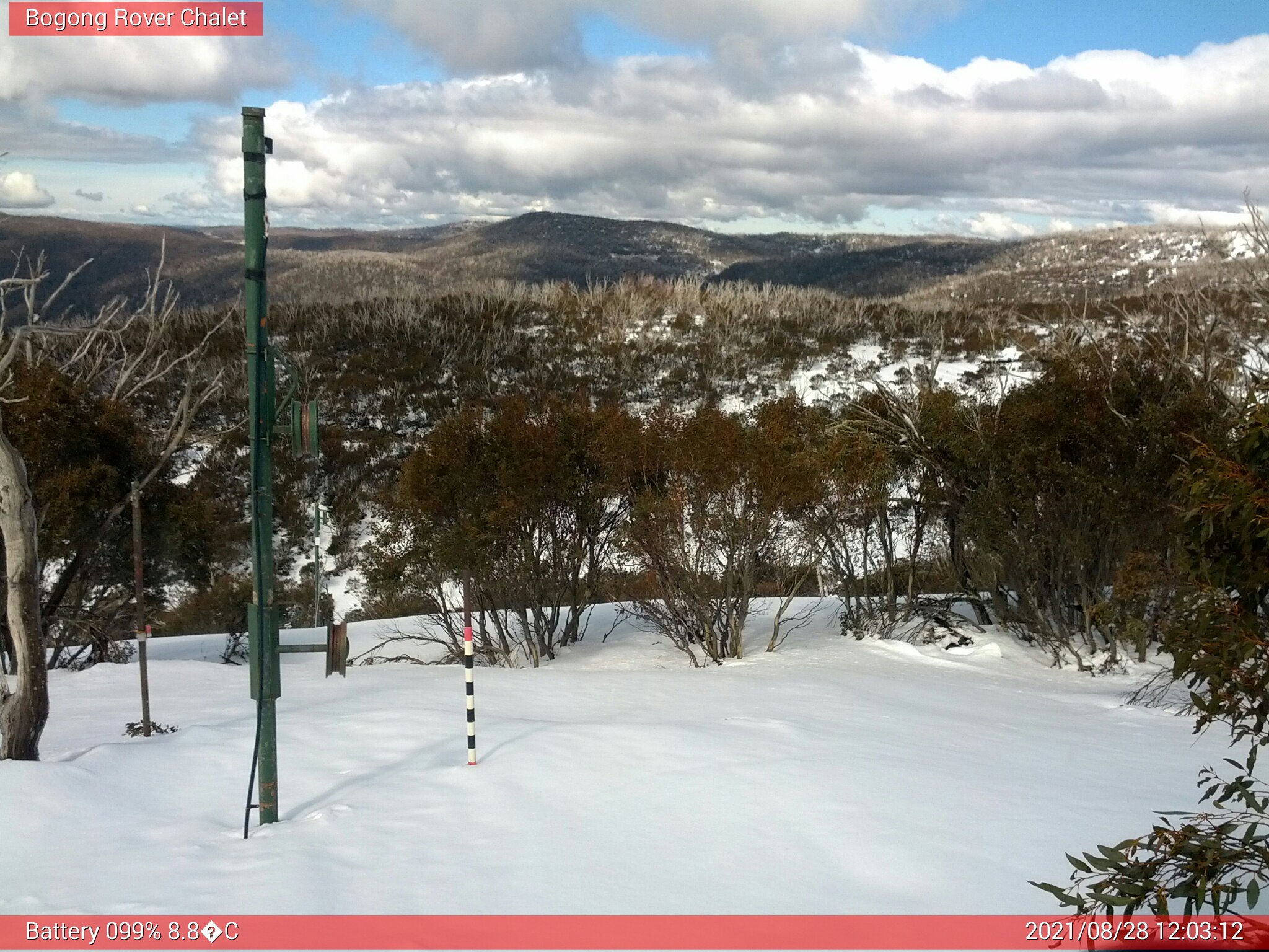 Bogong Web Cam 12:03pm Saturday 28th of August 2021