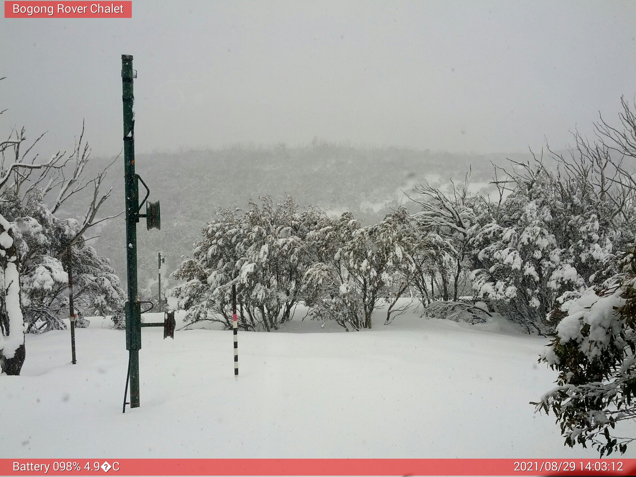 Bogong Web Cam 2:03pm Sunday 29th of August 2021