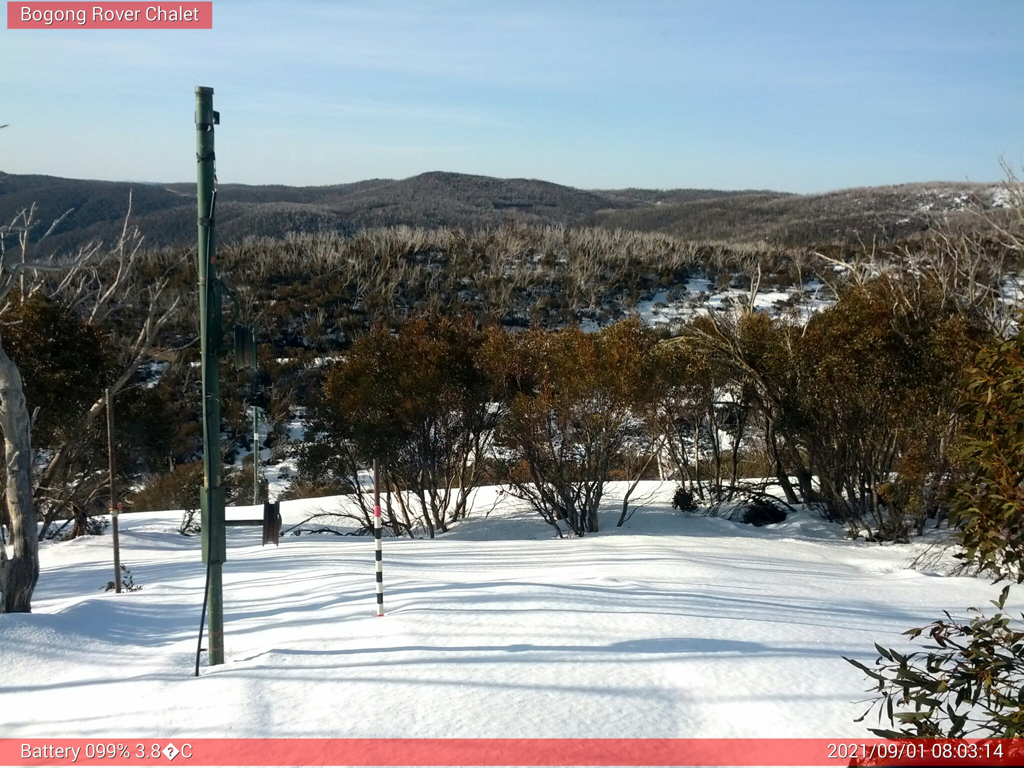 Bogong Web Cam 8:03am Wednesday 1st of September 2021