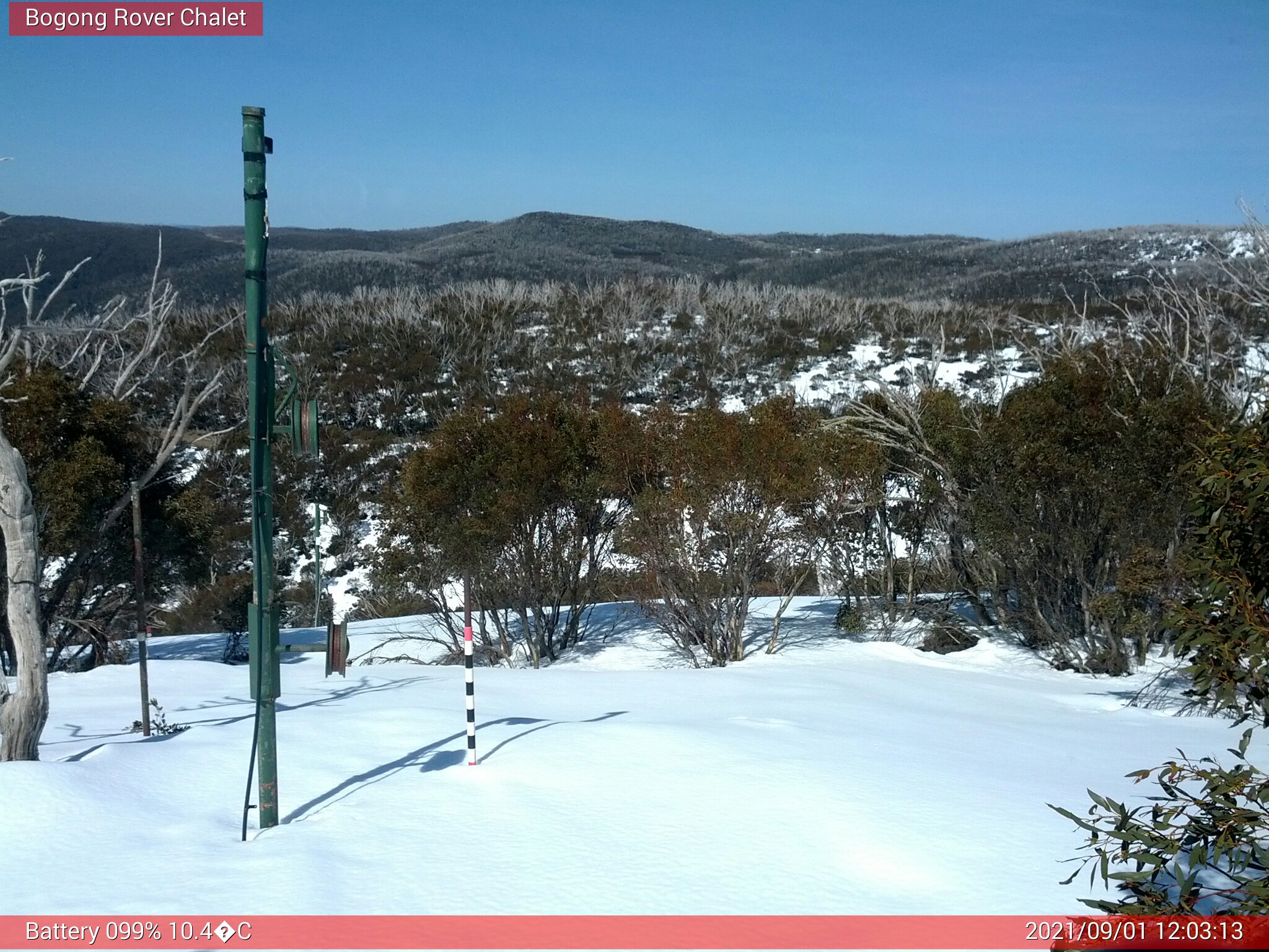 Bogong Web Cam 12:03pm Wednesday 1st of September 2021