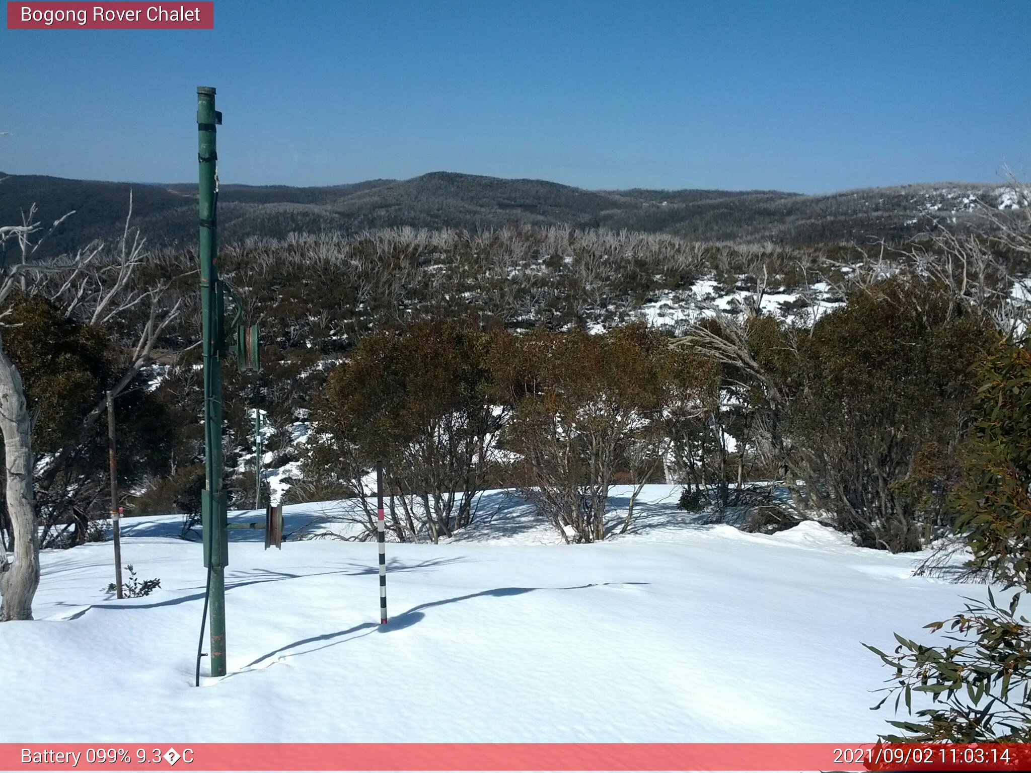 Bogong Web Cam 11:03am Thursday 2nd of September 2021