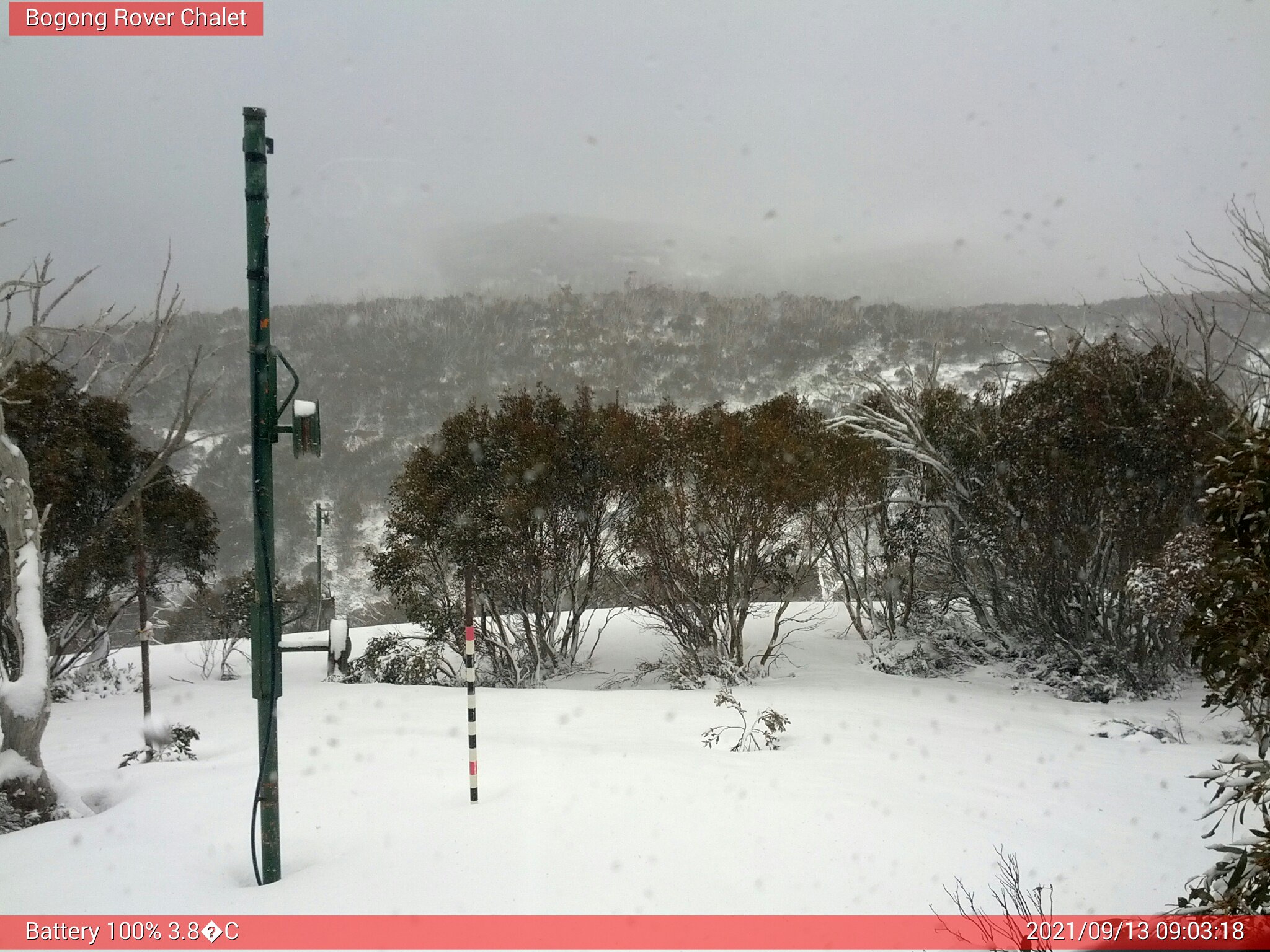 Bogong Web Cam 9:03am Monday 13th of September 2021