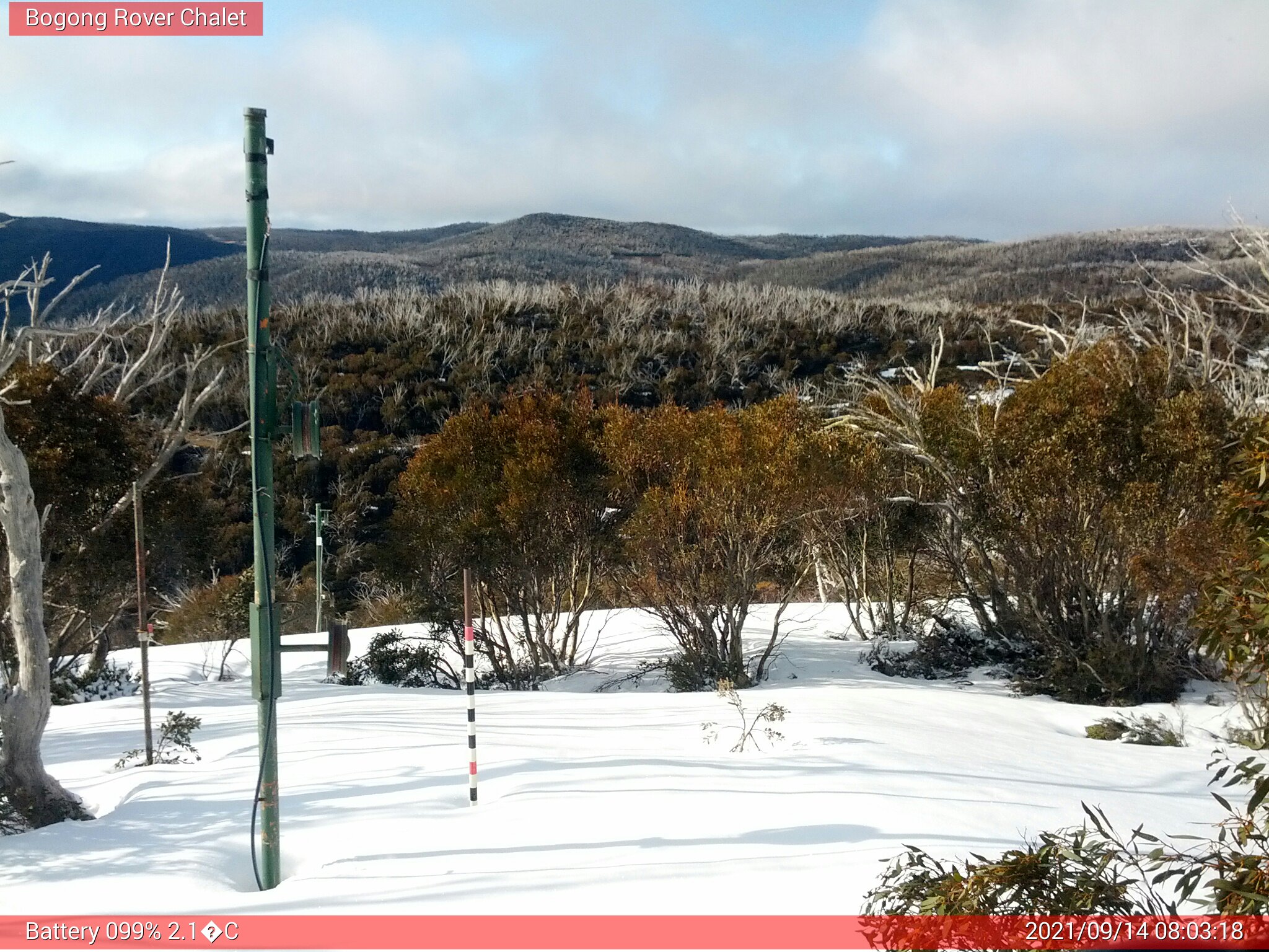 Bogong Web Cam 8:03am Tuesday 14th of September 2021