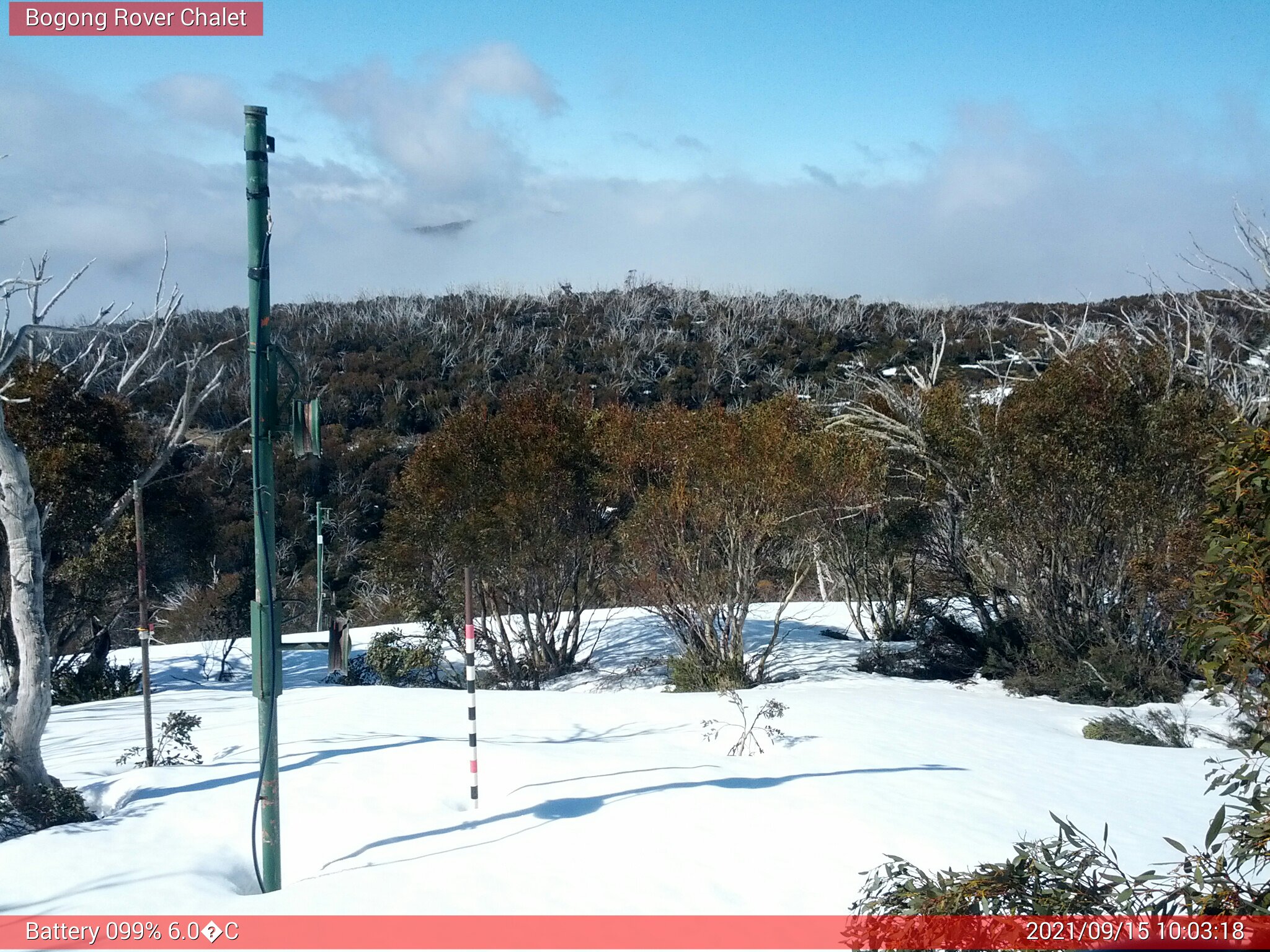 Bogong Web Cam 10:03am Wednesday 15th of September 2021