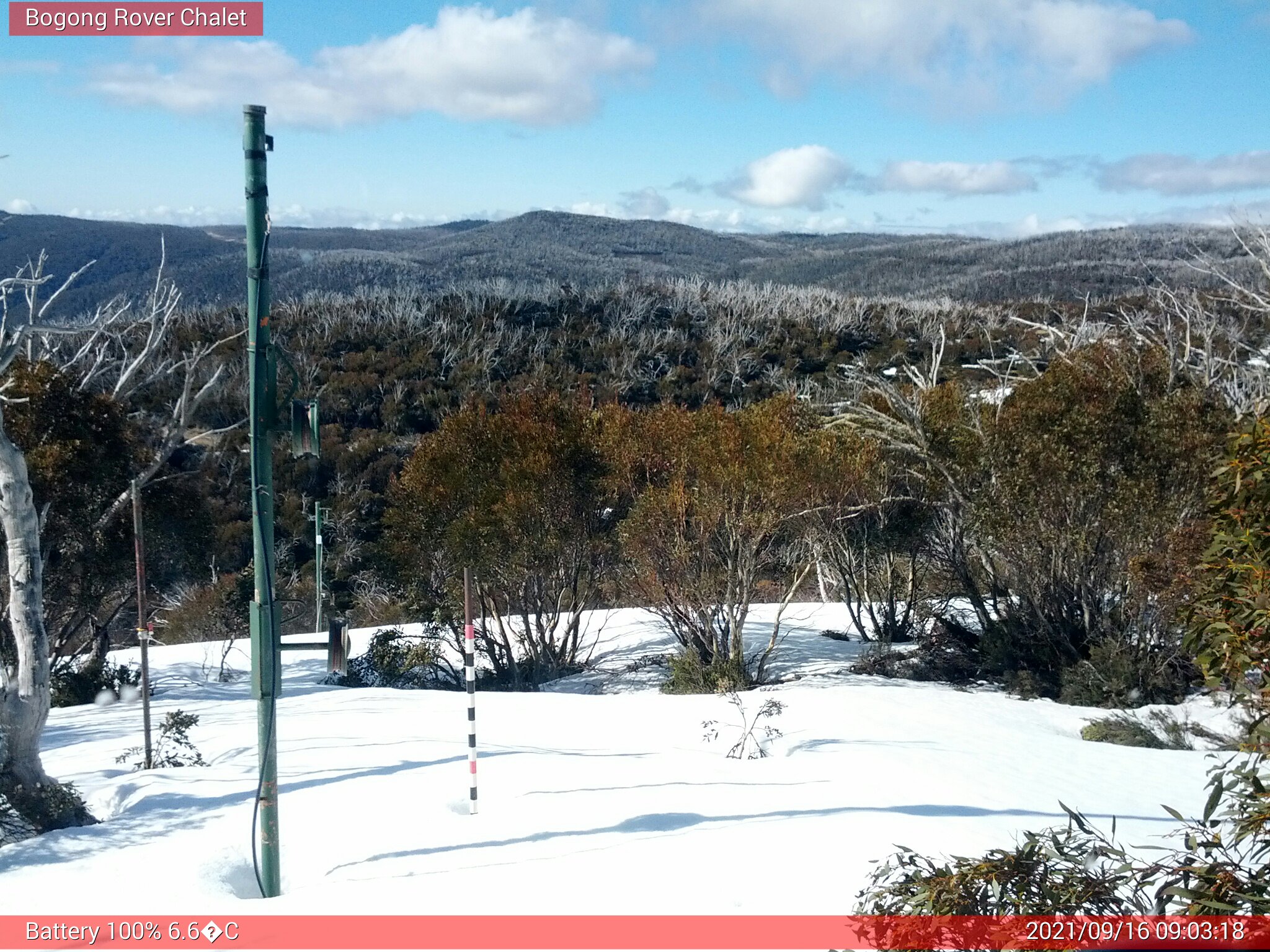 Bogong Web Cam 9:03am Thursday 16th of September 2021