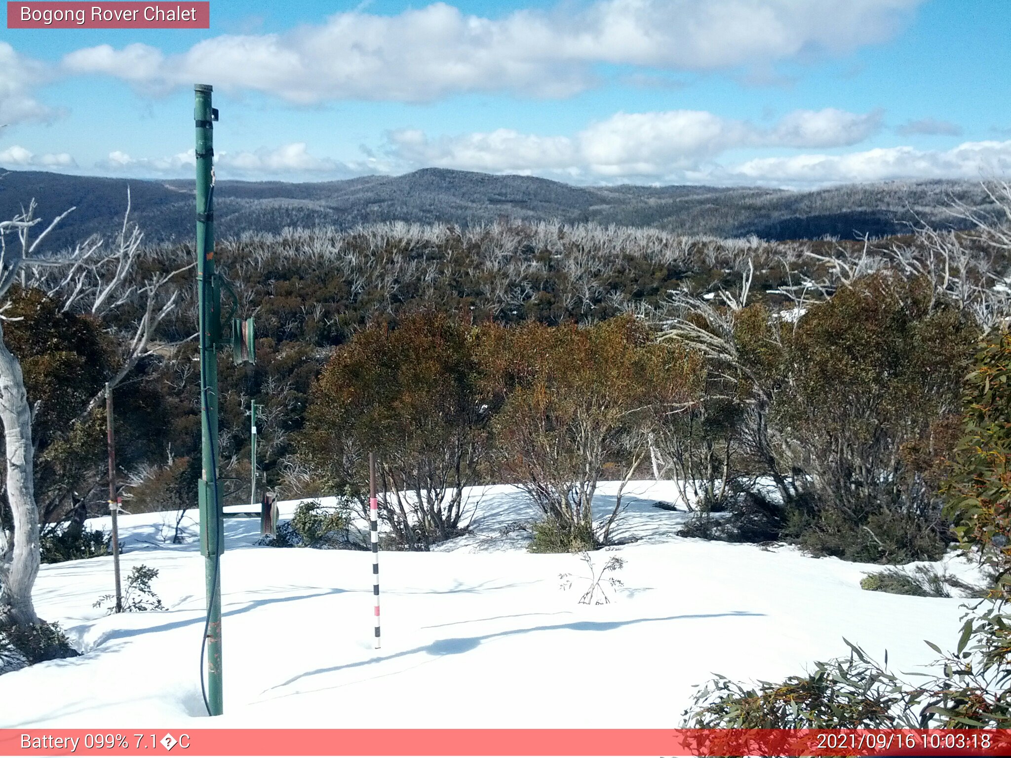 Bogong Web Cam 10:03am Thursday 16th of September 2021