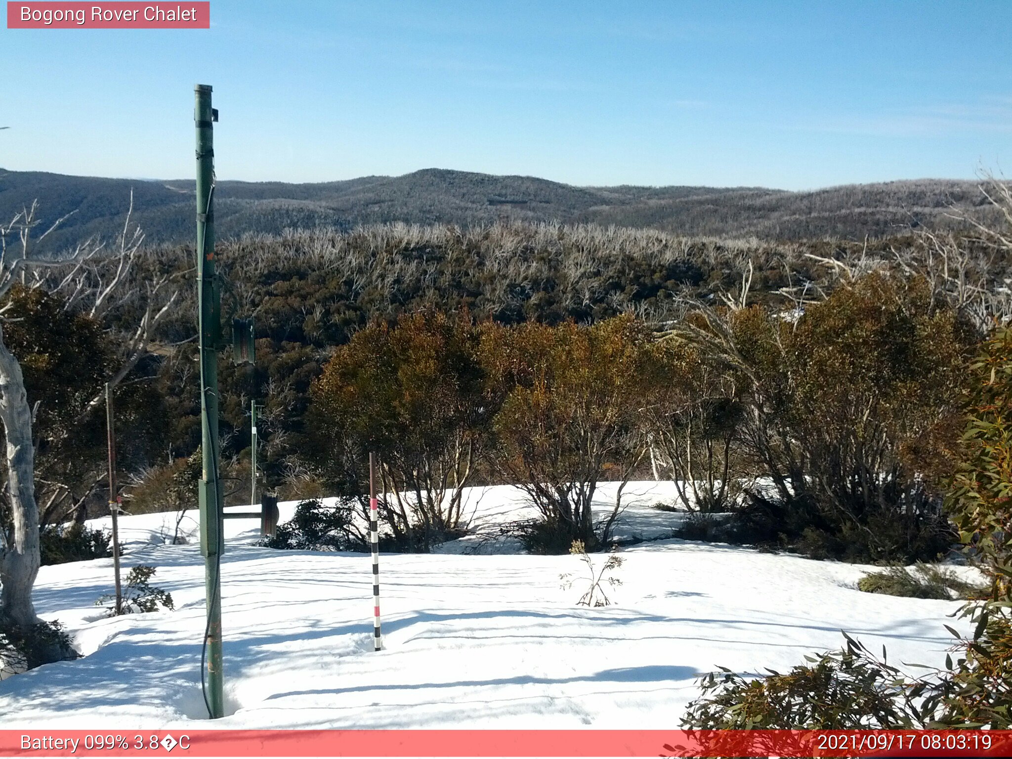 Bogong Web Cam 8:03am Friday 17th of September 2021