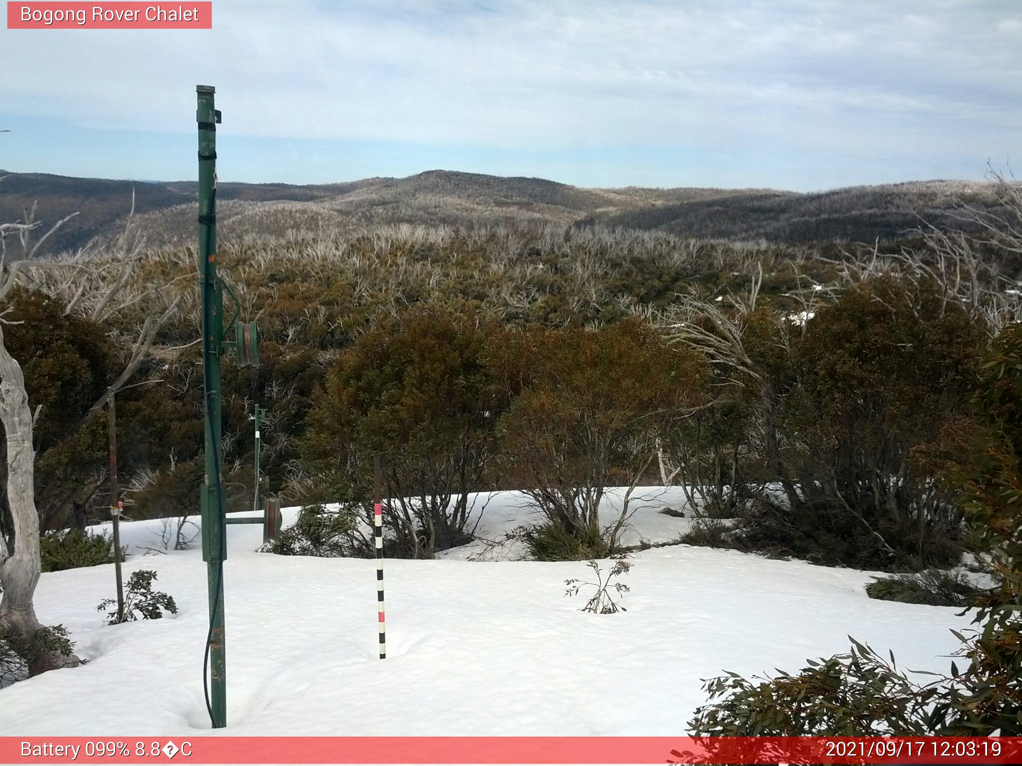 Bogong Web Cam 12:03pm Friday 17th of September 2021