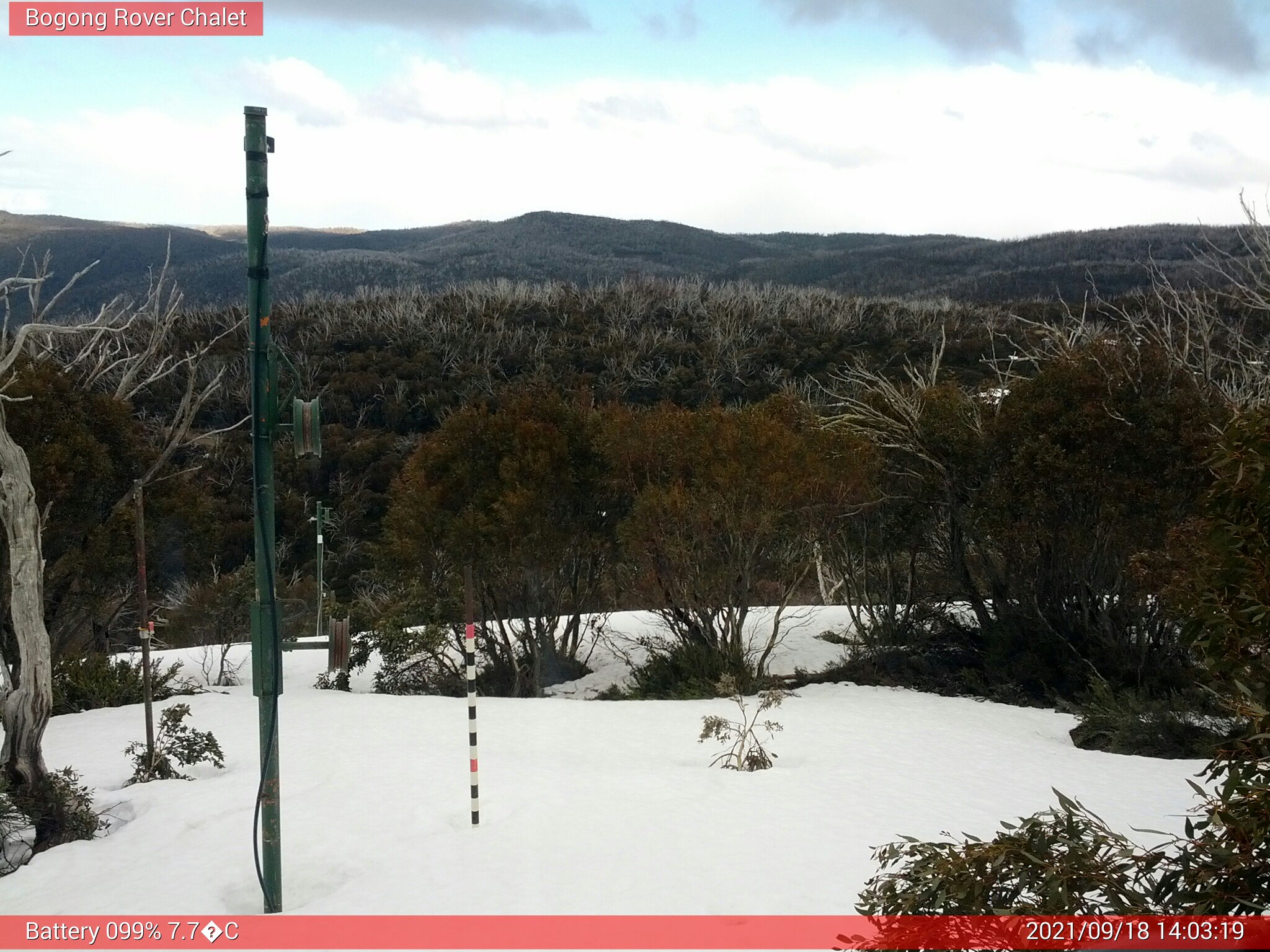 Bogong Web Cam 2:03pm Saturday 18th of September 2021