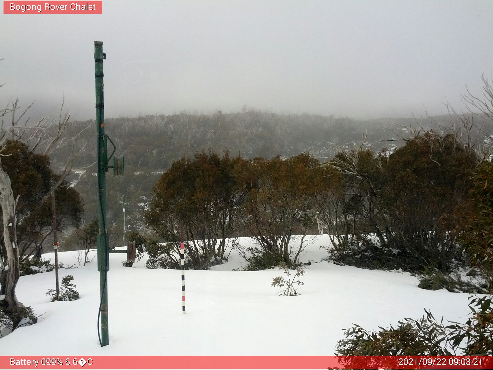 Bogong Web Cam 9:03am Wednesday 22nd of September 2021