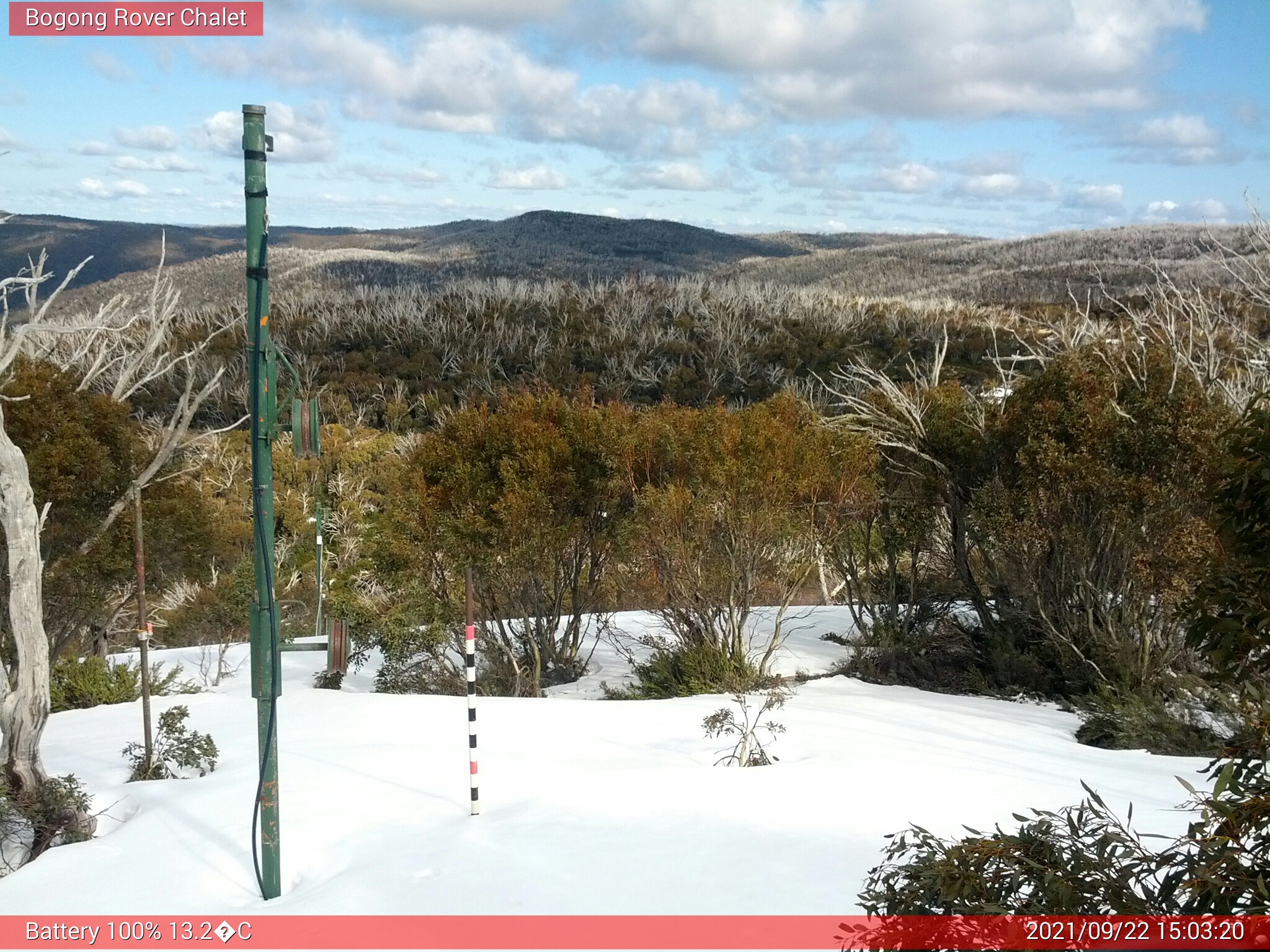 Bogong Web Cam 3:03pm Wednesday 22nd of September 2021