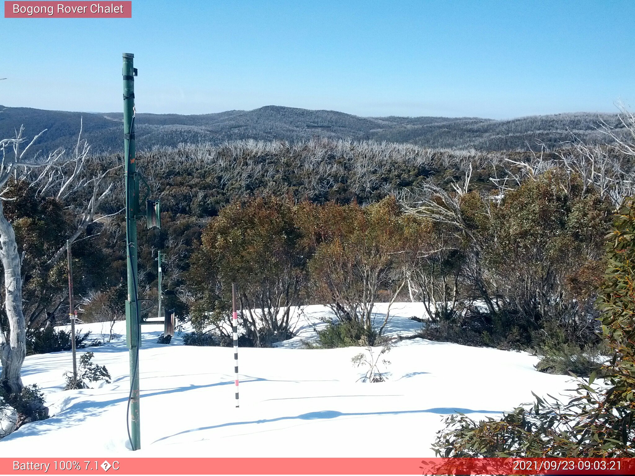 Bogong Web Cam 9:03am Thursday 23rd of September 2021