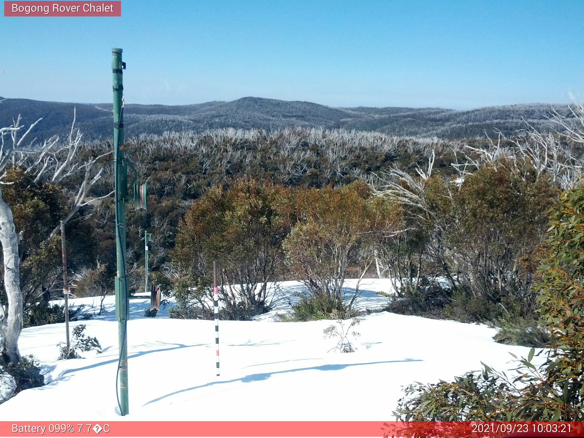 Bogong Web Cam 10:03am Thursday 23rd of September 2021