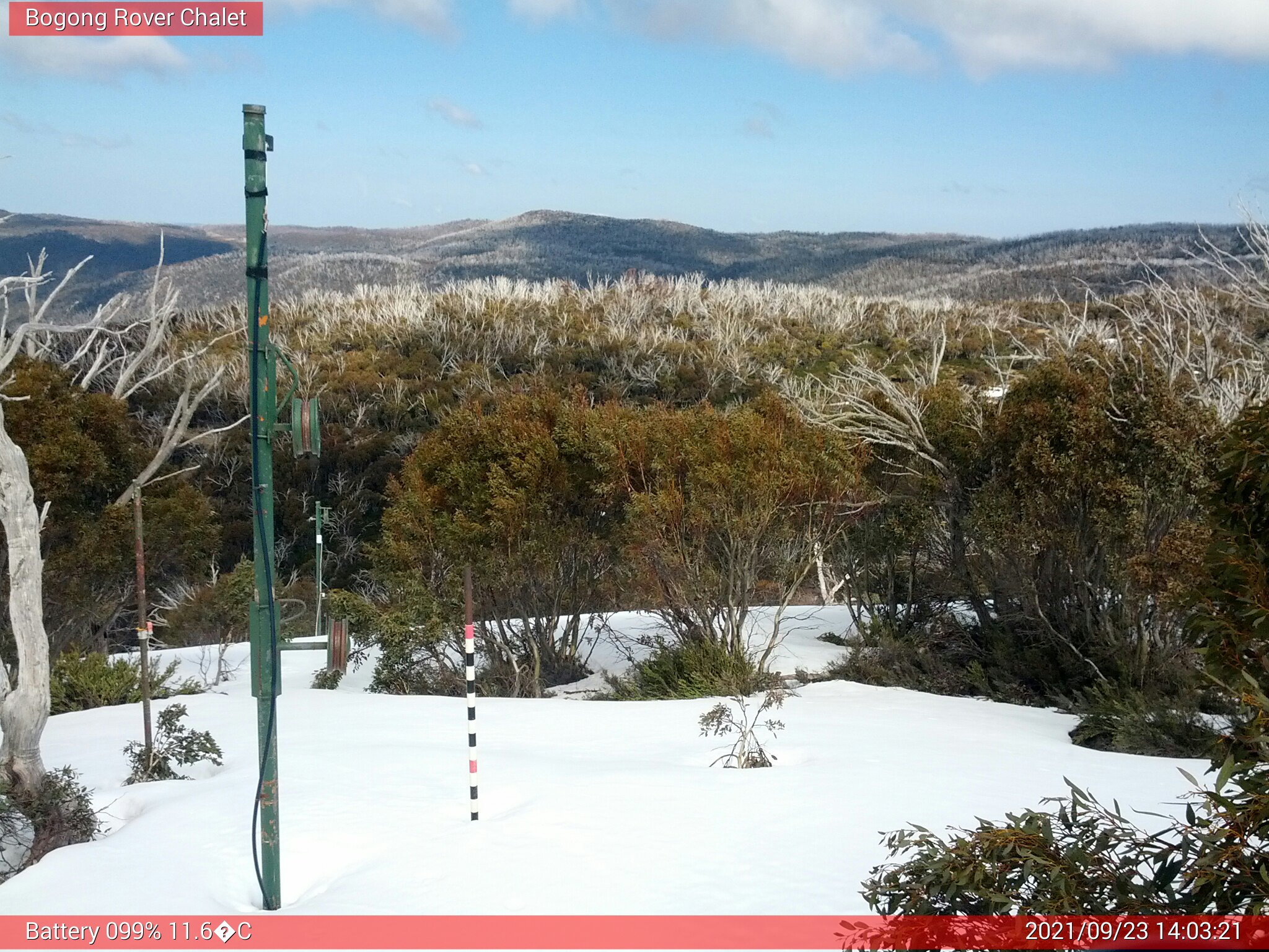 Bogong Web Cam 2:03pm Thursday 23rd of September 2021