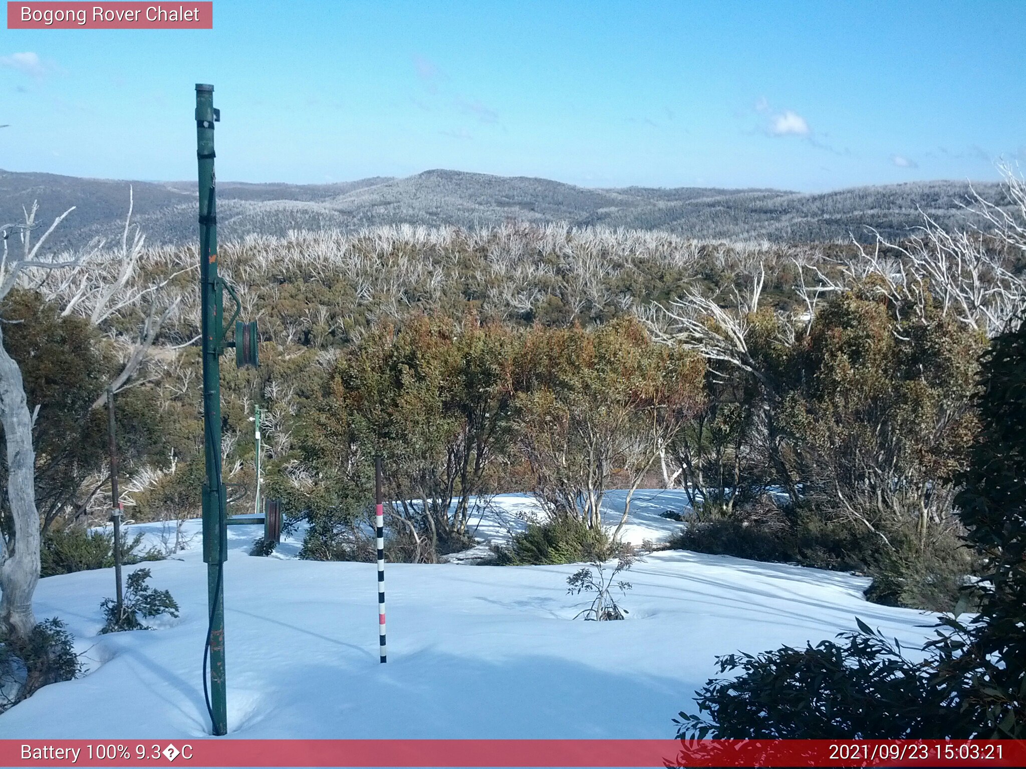 Bogong Web Cam 3:03pm Thursday 23rd of September 2021