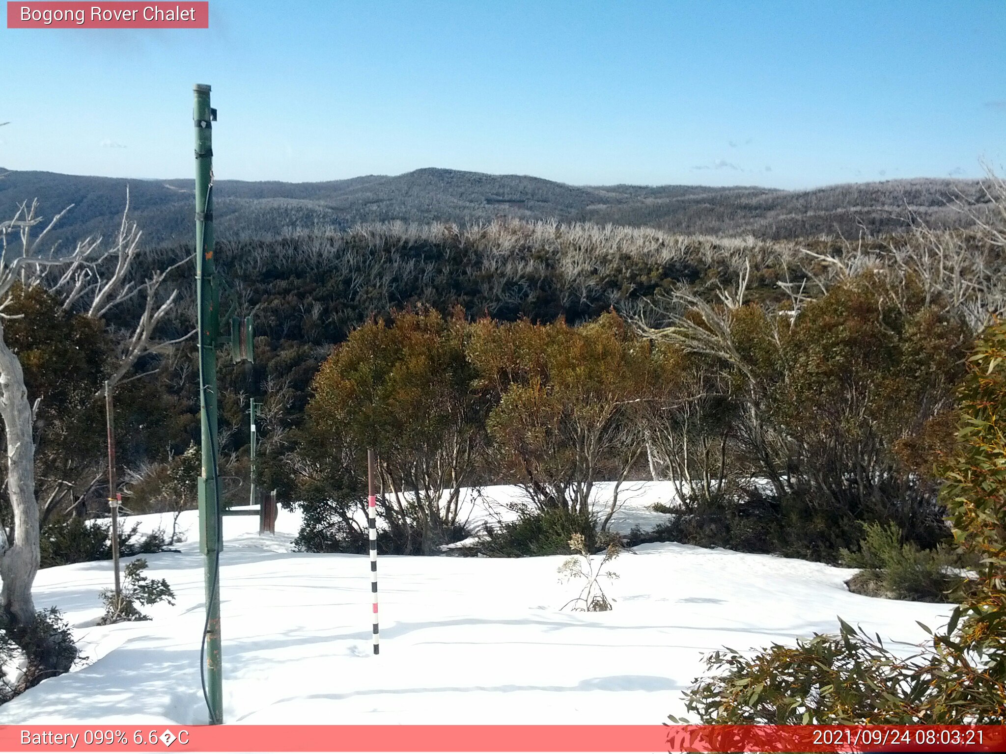 Bogong Web Cam 8:03am Friday 24th of September 2021